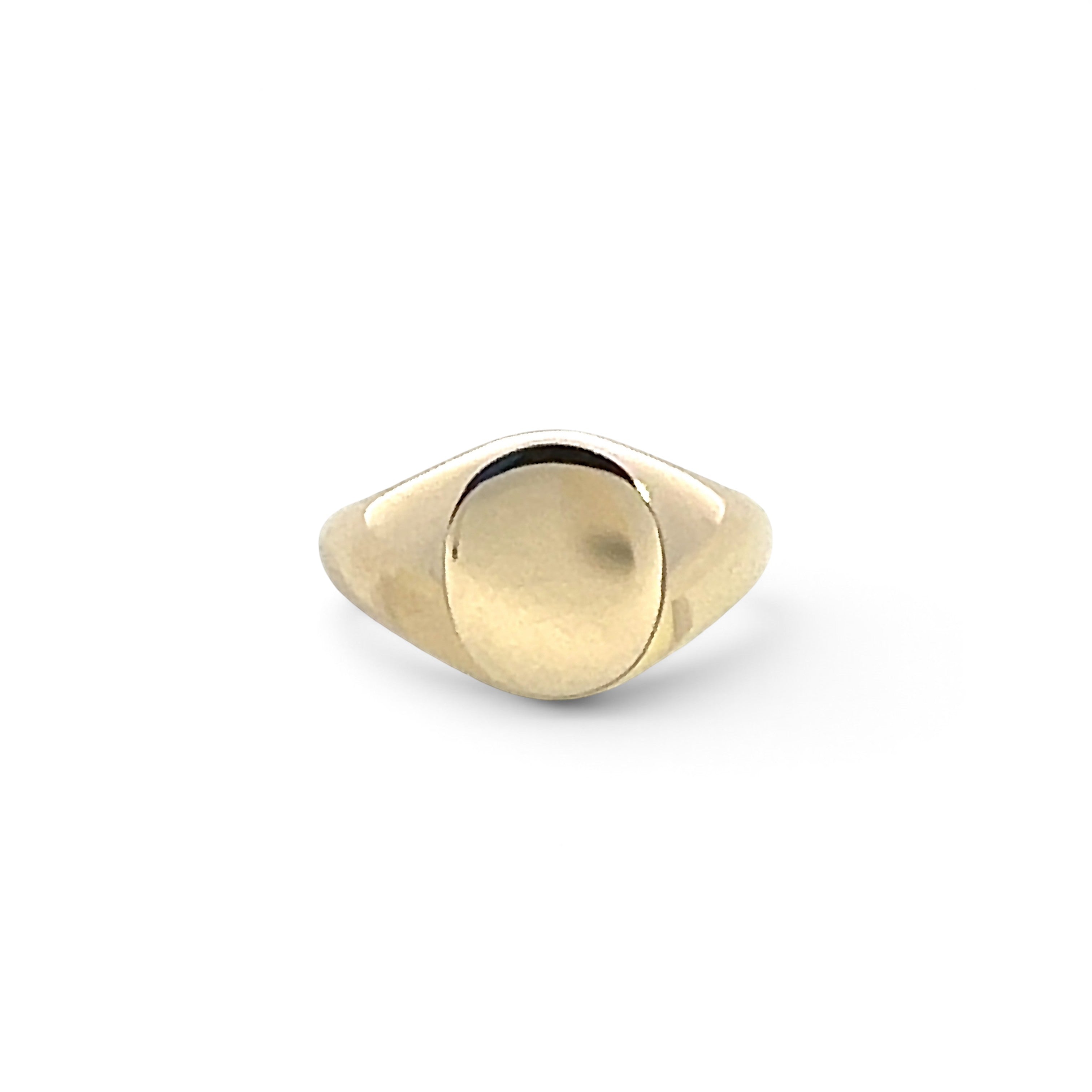 Oval 9 Carat Yellow Gold Signet Ring  11 x 9mm