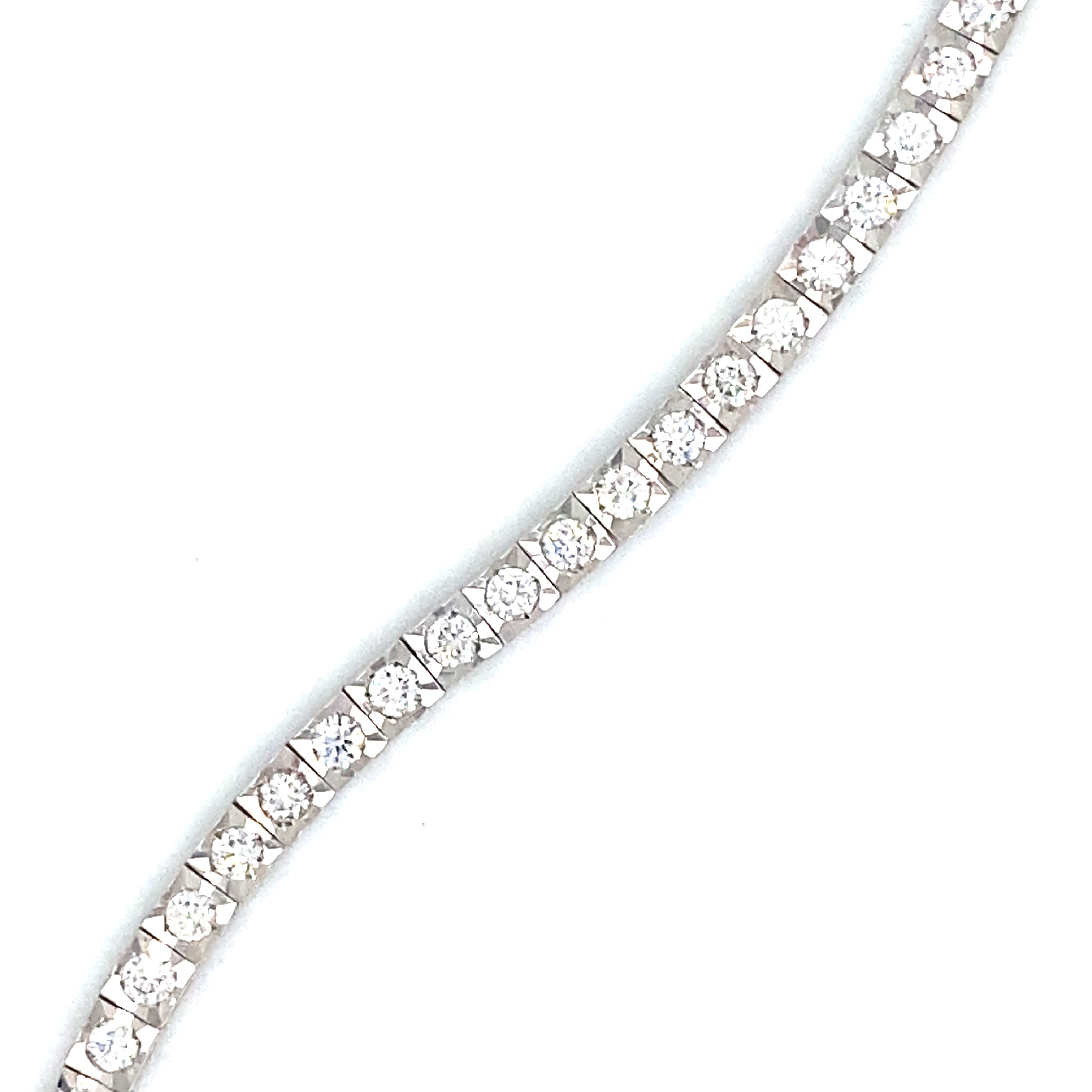 18 Carat White Gold and Diamond Line Bracelet 2.00 Carats
