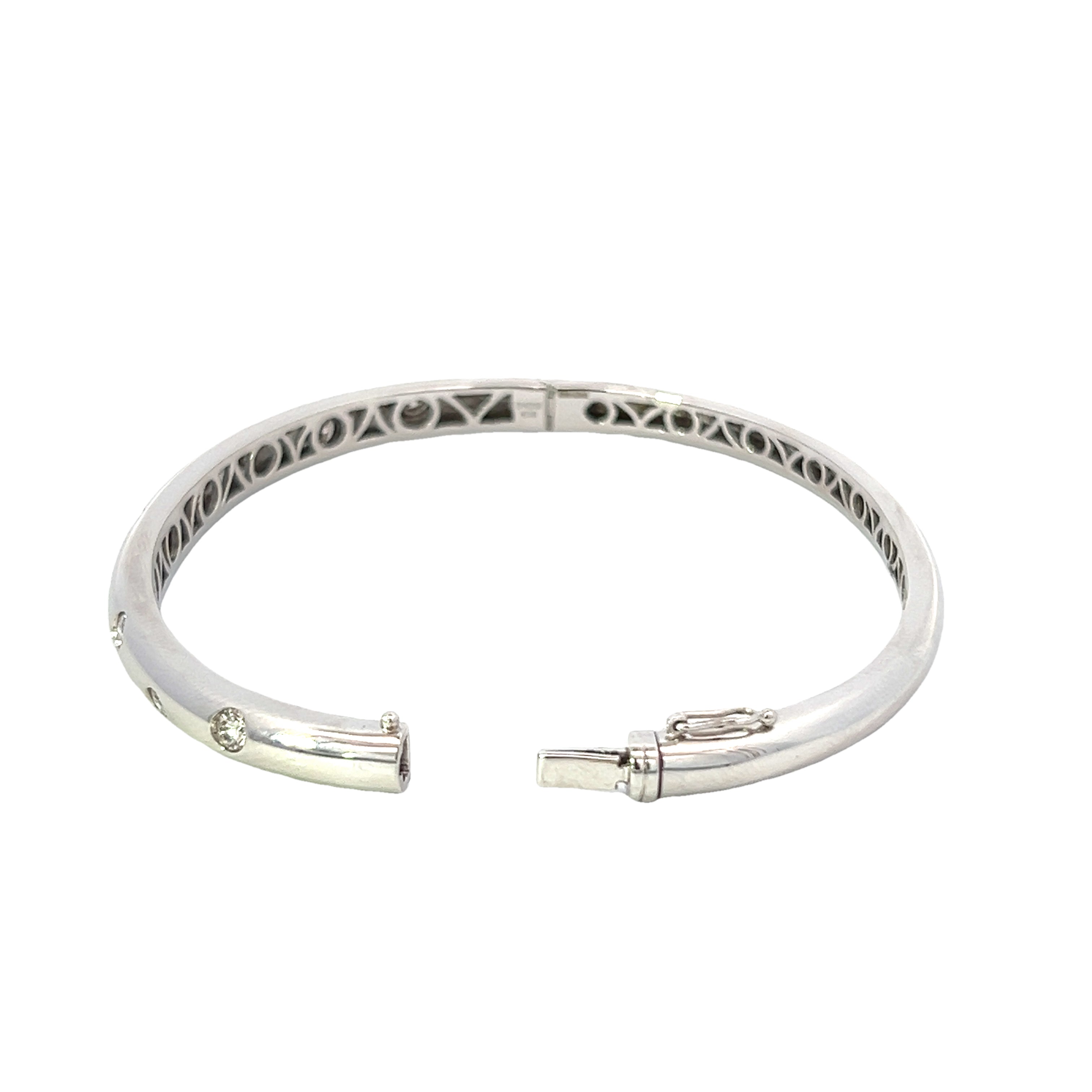 18 Carat White Gold and Diamond Flush Set Bangle