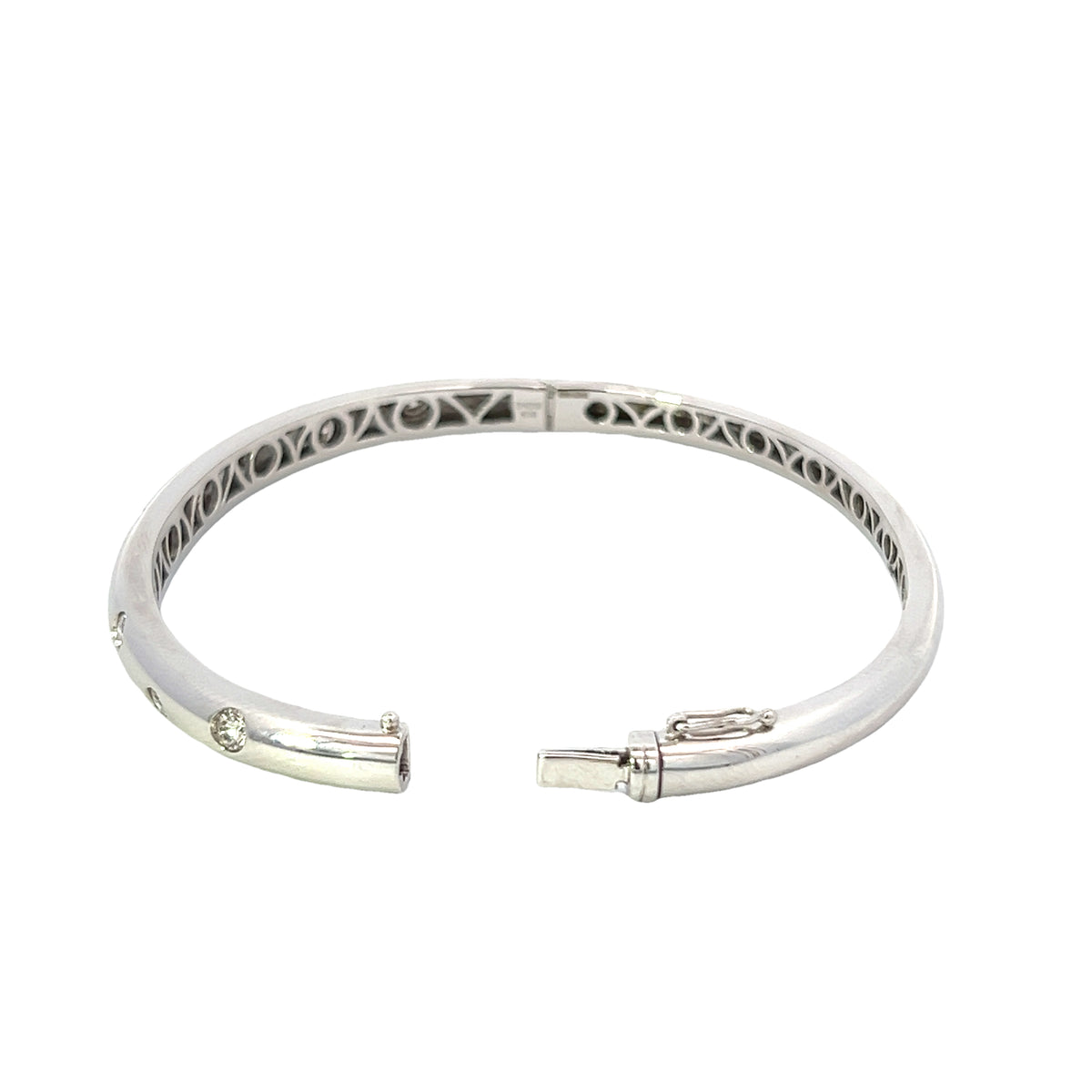 18 Carat White Gold and Diamond Flush Set Bangle
