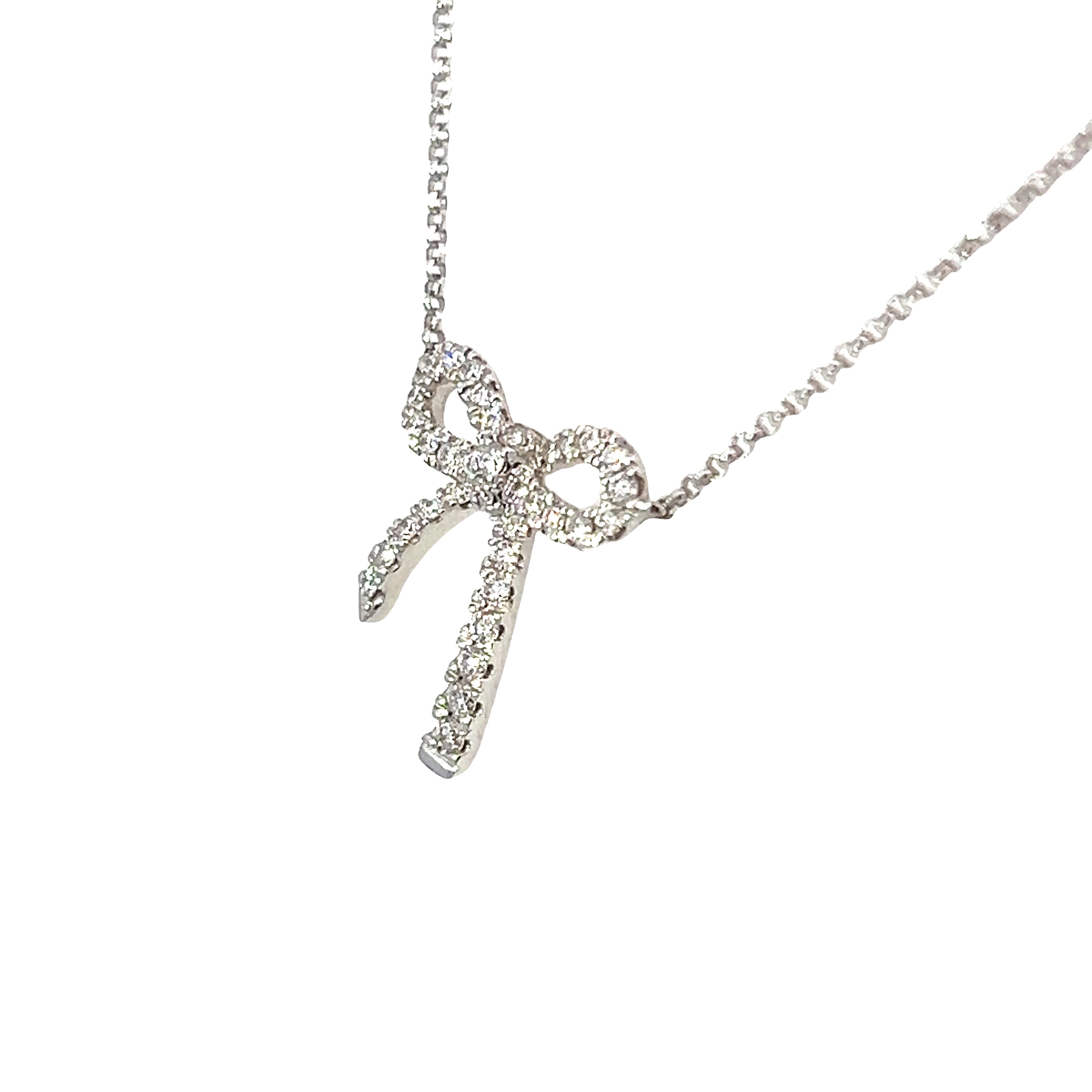 18 Carat White Gold diamond set Bow Necklet