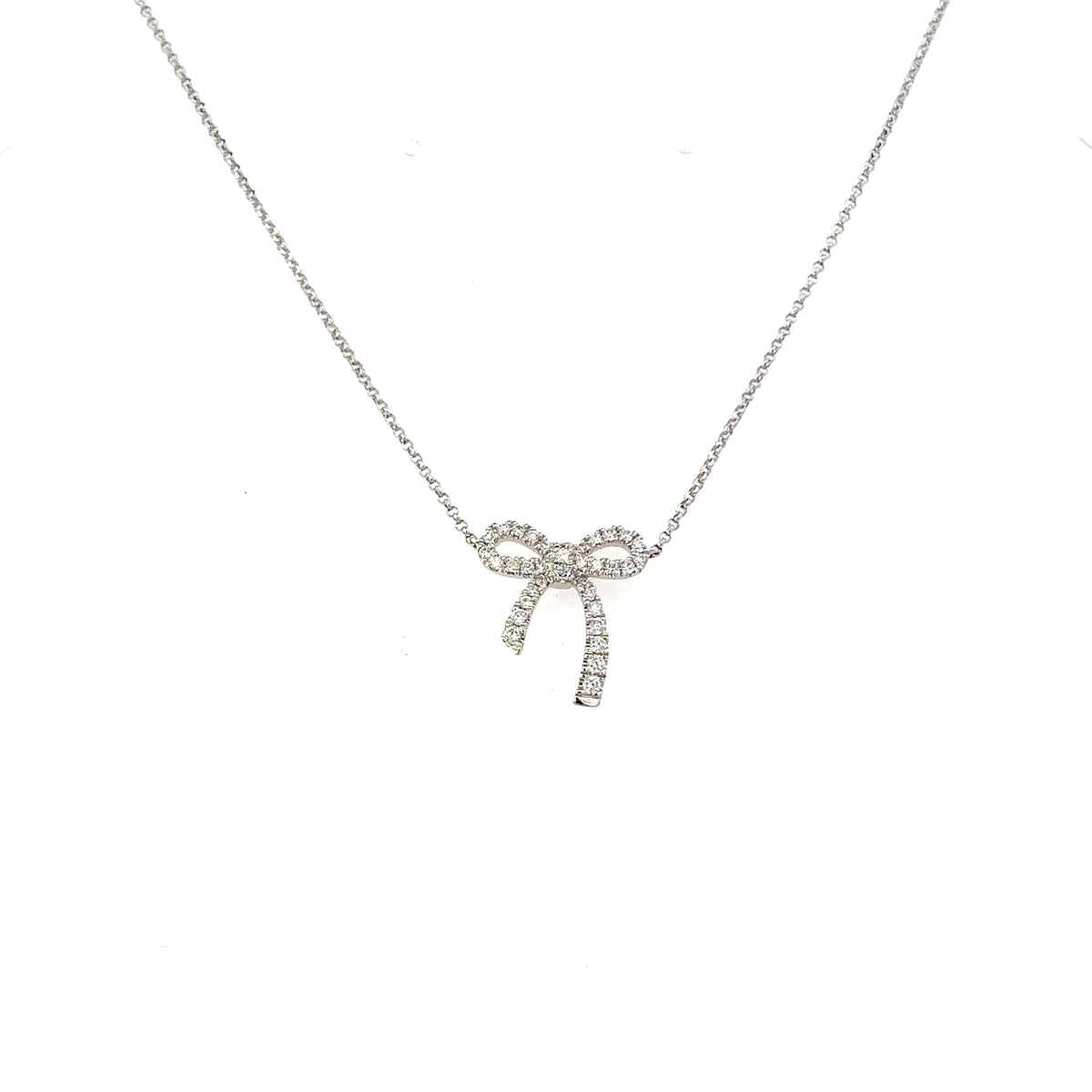 18 Carat White Gold diamond set Bow Necklet