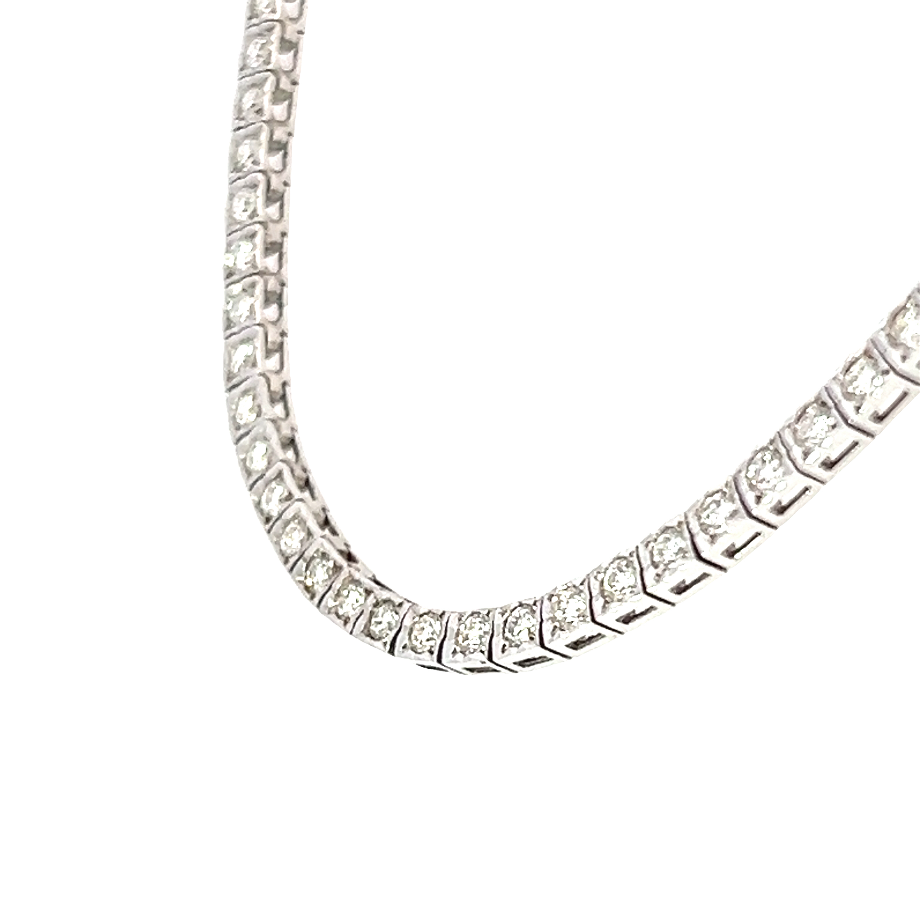 An 18 Carat White Gold and Diamond Line Necklace - 3.65 Carats