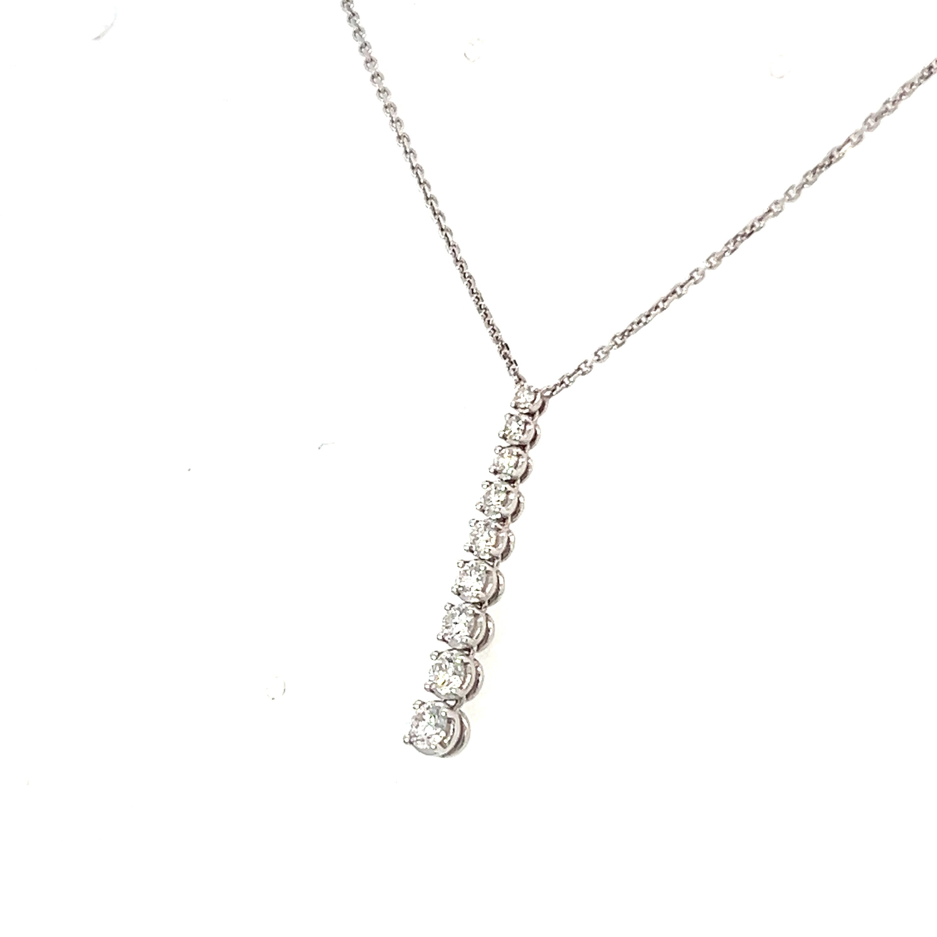 18 Carat White Gold and Diamond Graduated Drop Pendant - 0.51 c