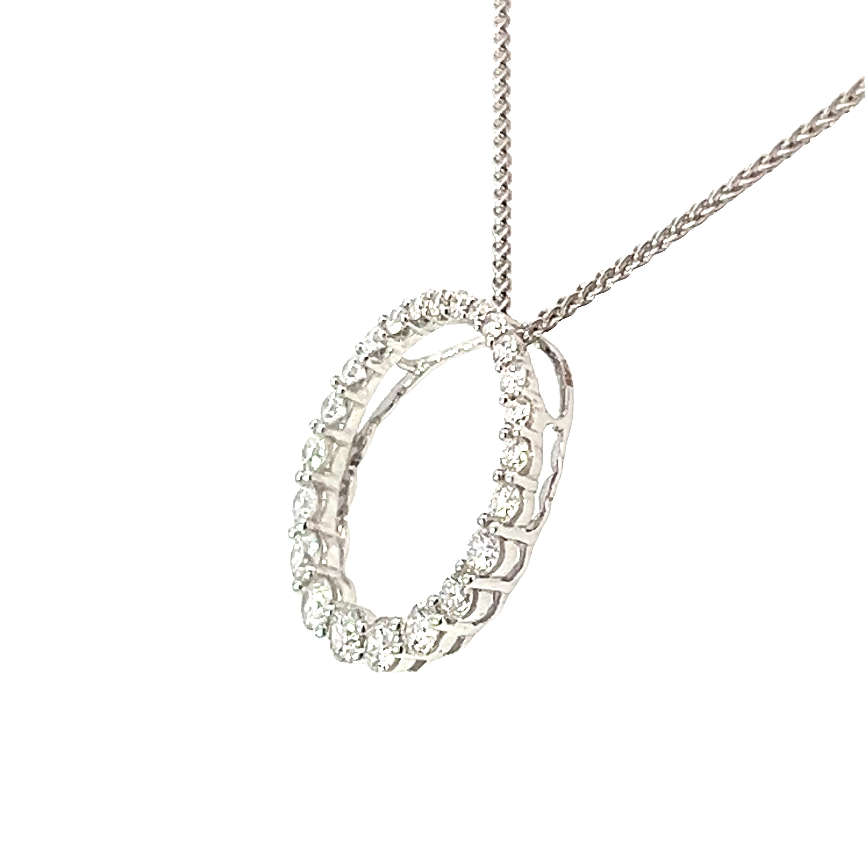 18 carat White Gold and Diamond Graduated Circle Pendant 0.75Cts
