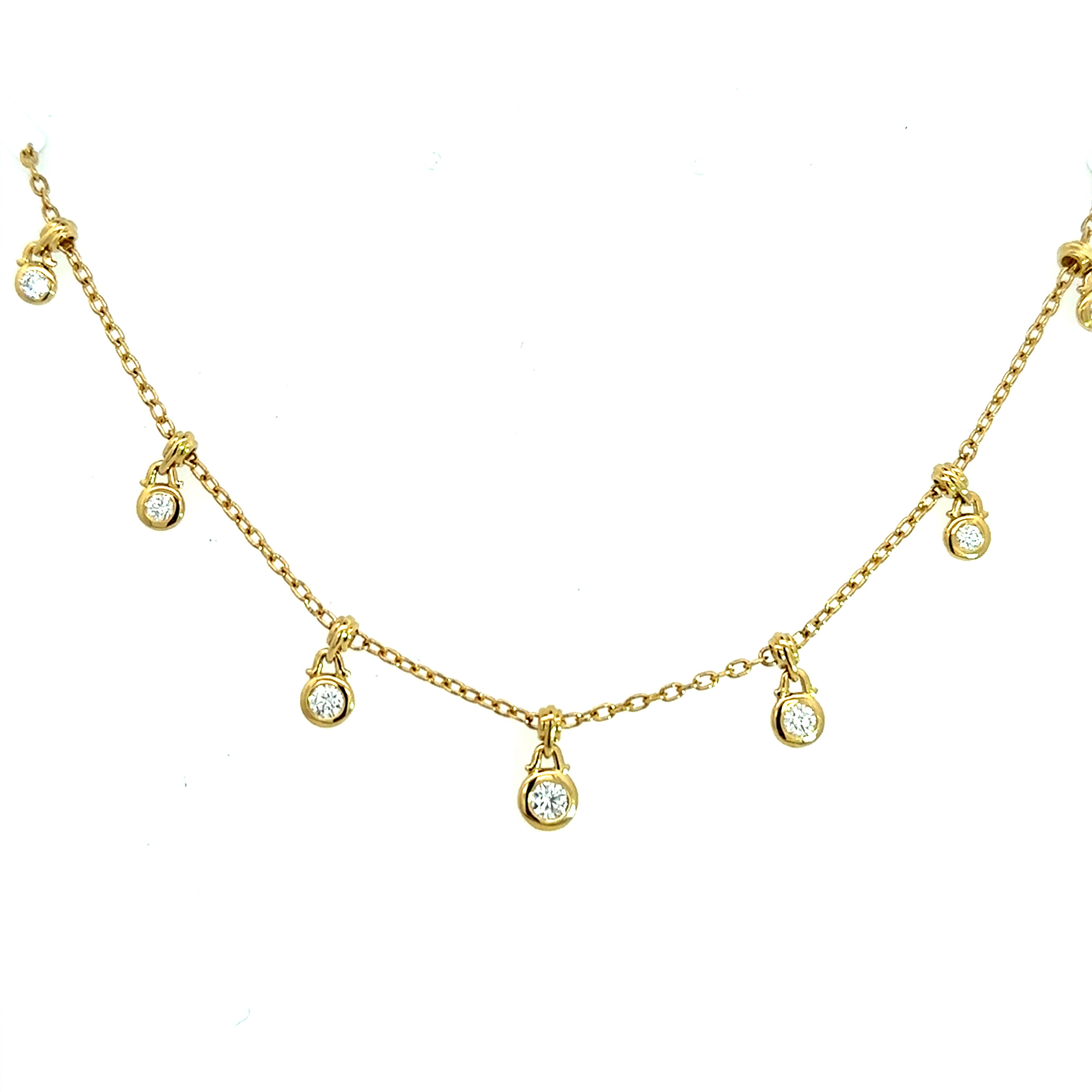18 Carat Yellow Gold Diamond Fringe Necklace 0.53 carats