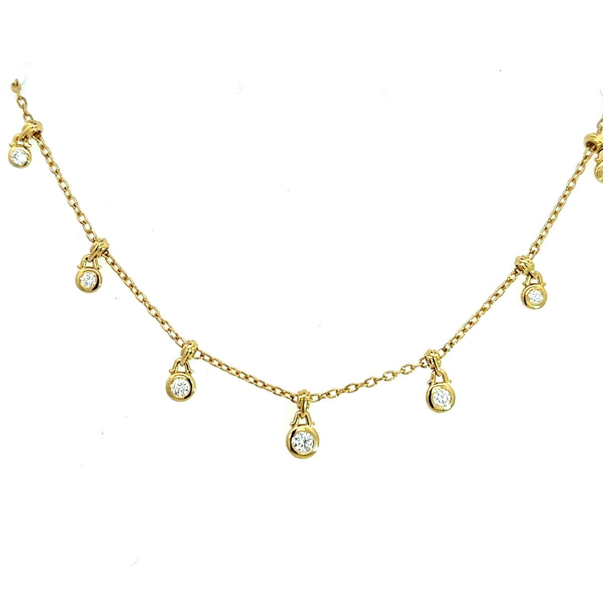 18 Carat Yellow Gold Diamond Fringe Necklace 0.53 carats