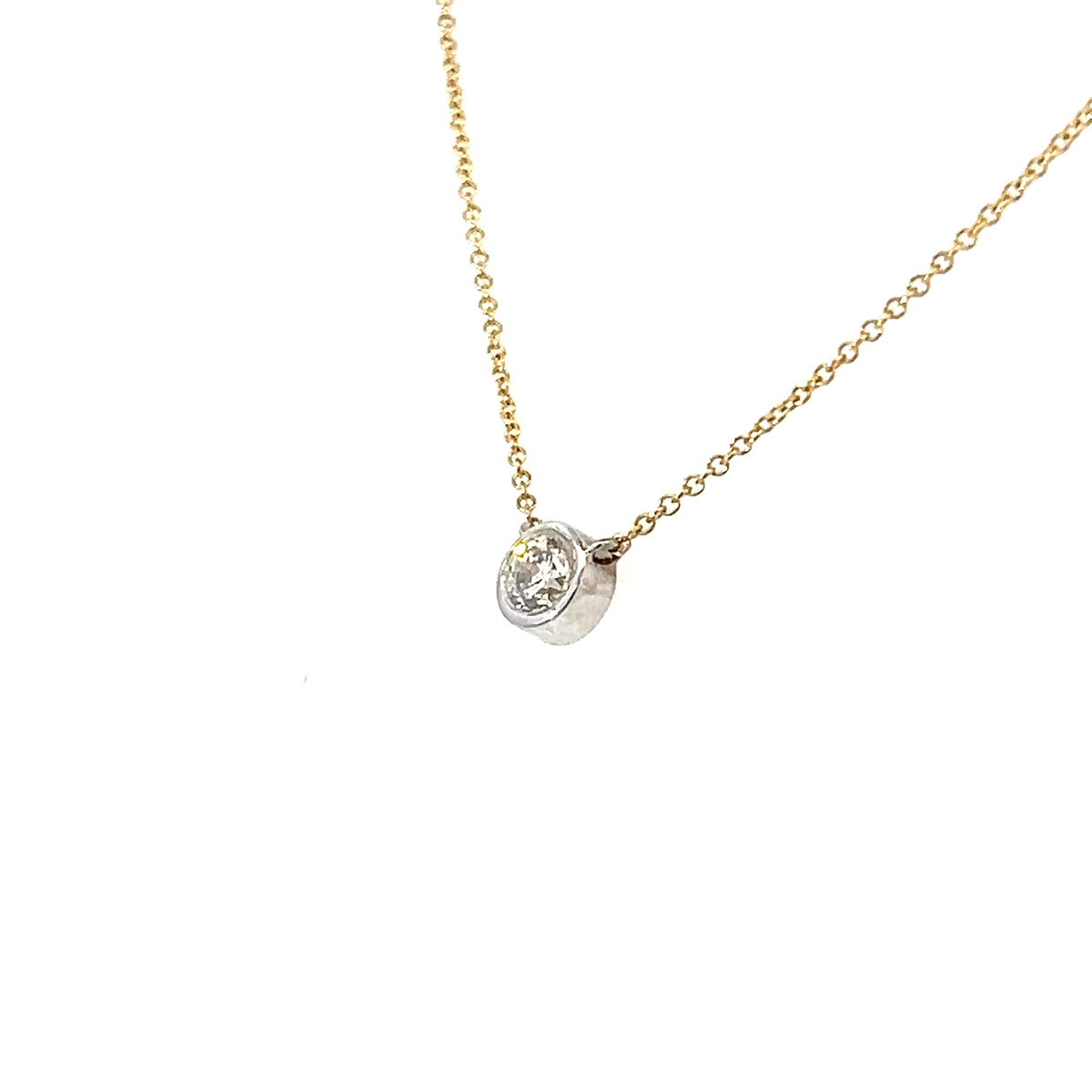 18 Carat Yellow and White Gold Rim Set Pendant 0.25 Carats F/G