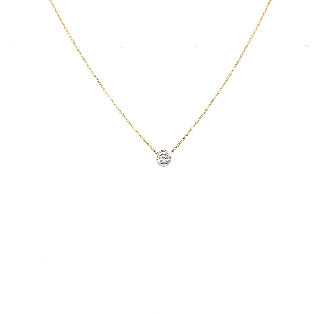 18 Carat Yellow and White Gold Rim Set Pendant 0.25 Carats F/G