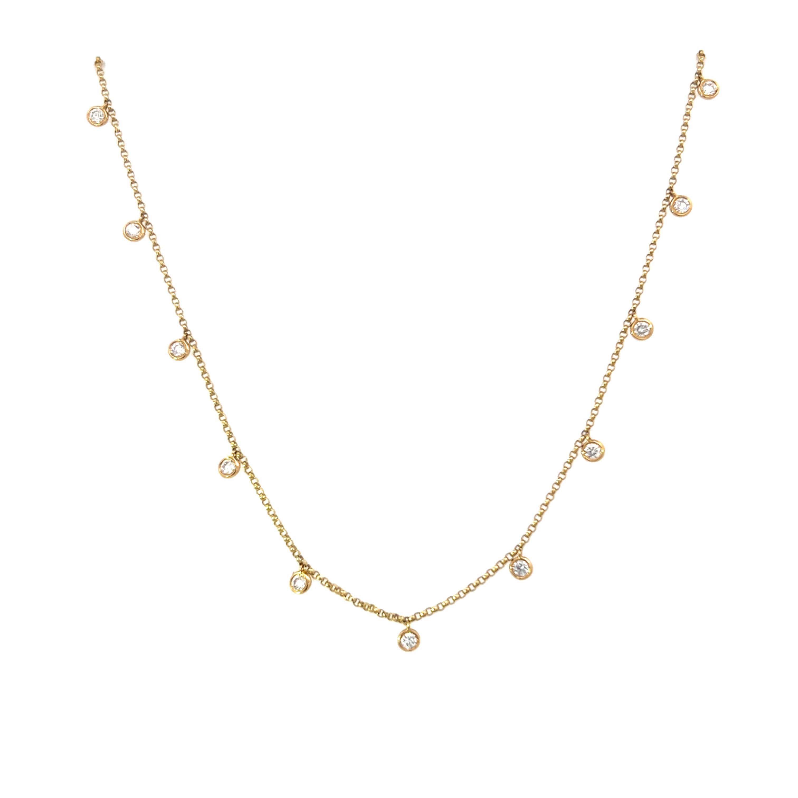 18 Carat Yellow Gold and Diamond Fringe Necklace - 0.85 Carats