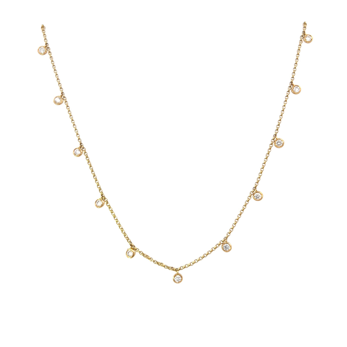 18 Carat Yellow Gold and Diamond Fringe Necklace - 0.85 Carats