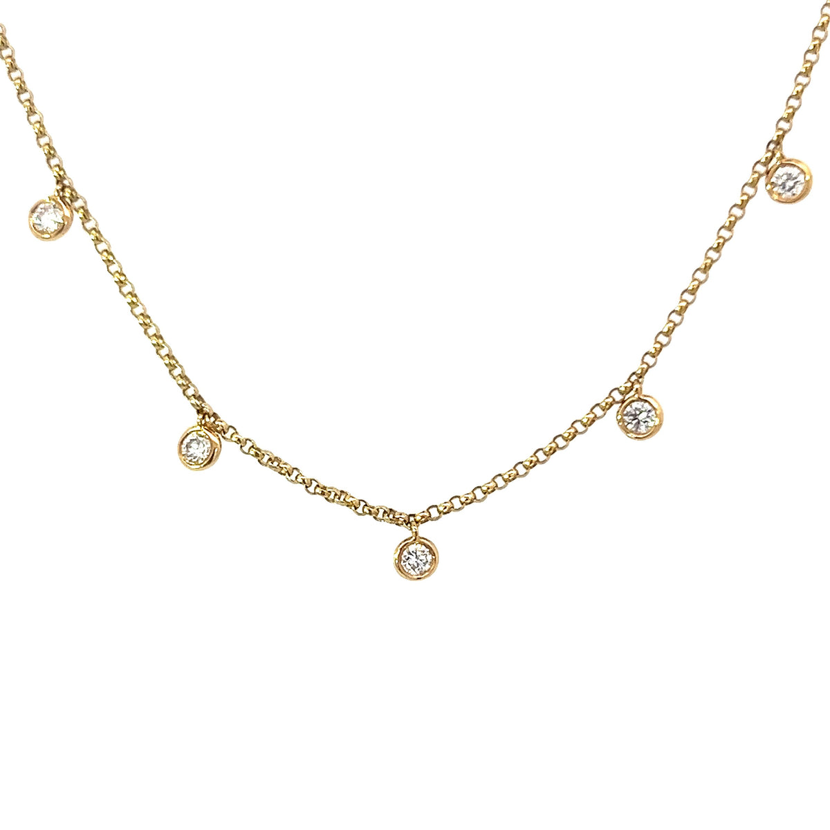 18 Carat Yellow Gold and Diamond Fringe Necklace - 0.85 Carats