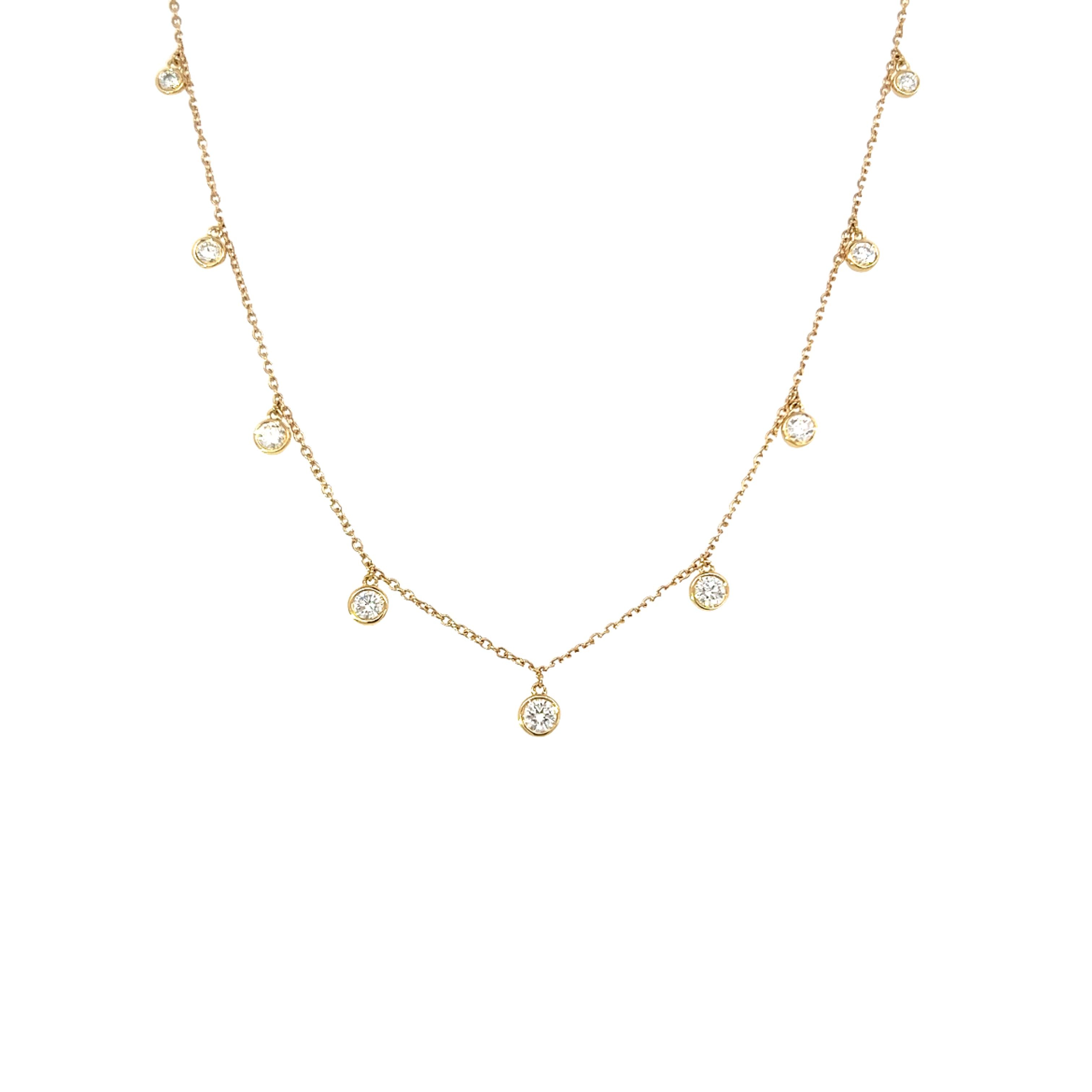18 Carat Yellow Gold and Diamond Fringe Necklet
