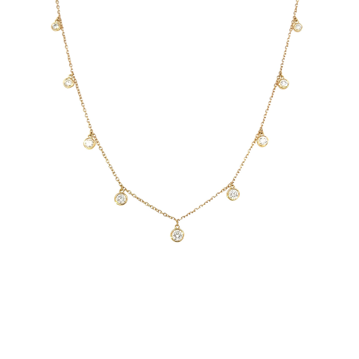 18 Carat Yellow Gold and Diamond Fringe Necklet