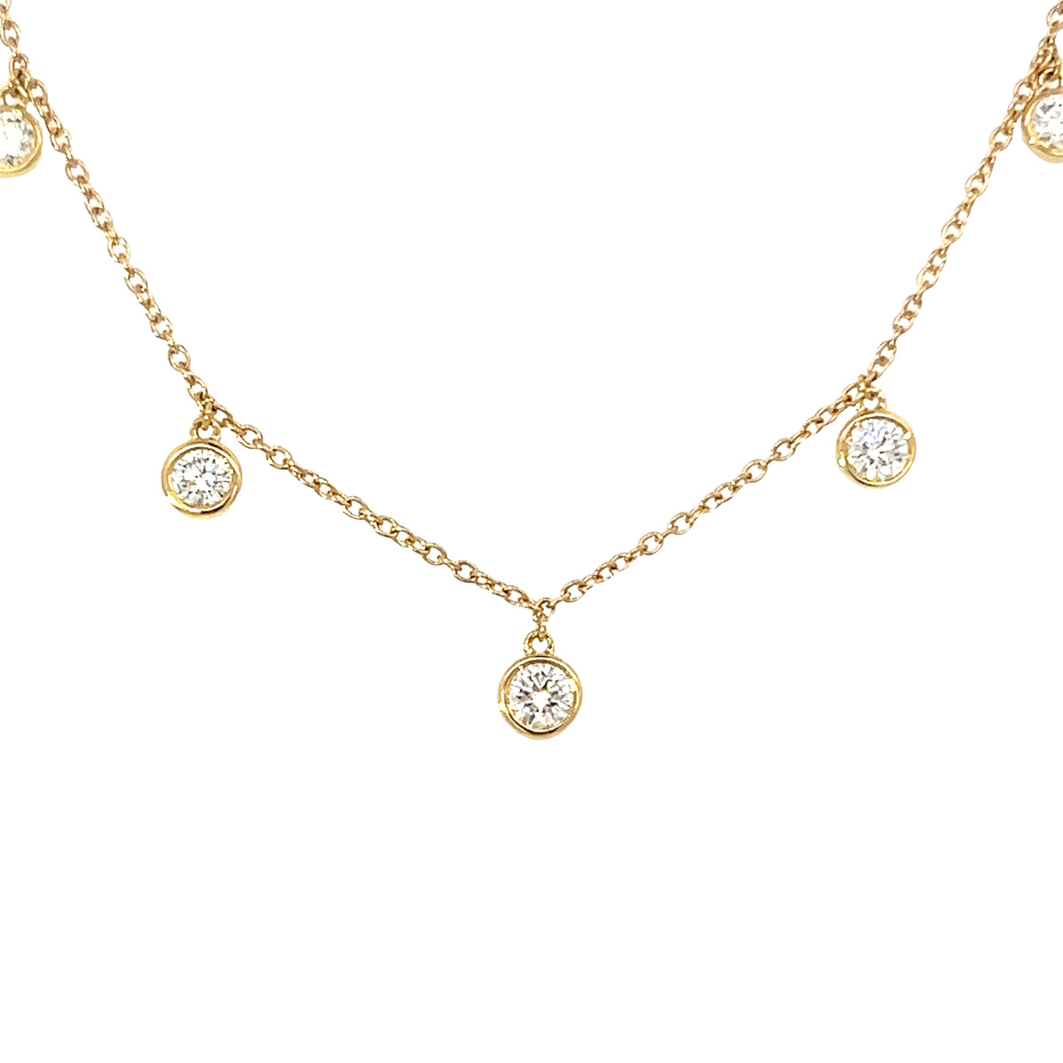 18 Carat Yellow Gold and Diamond Fringe Necklet