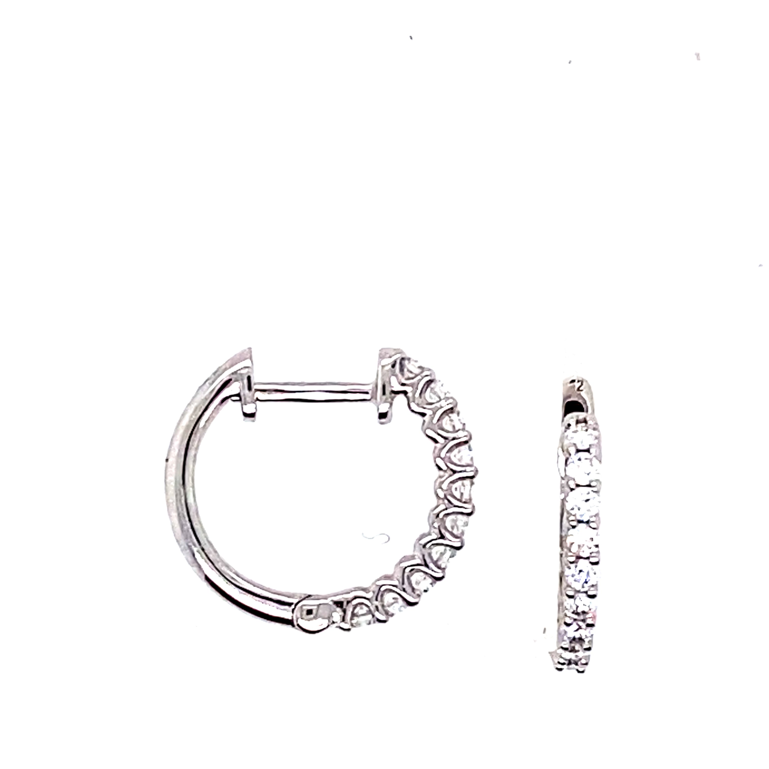 18 Ct White Gold Modern Diamond Hinge Hoops 0.25 Carats