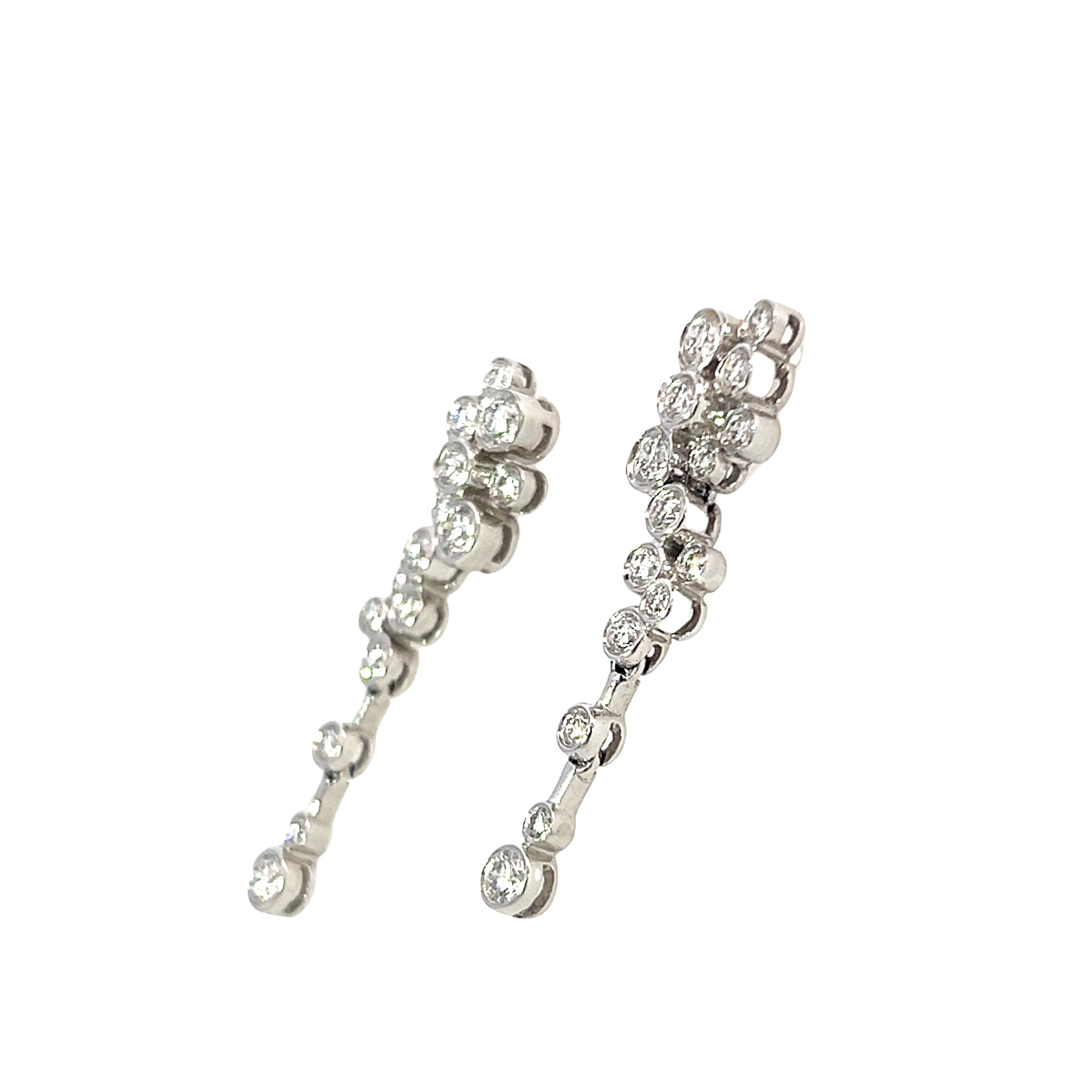 18ct White Gold Bubble Diamond Drop Earrings 0.88ct