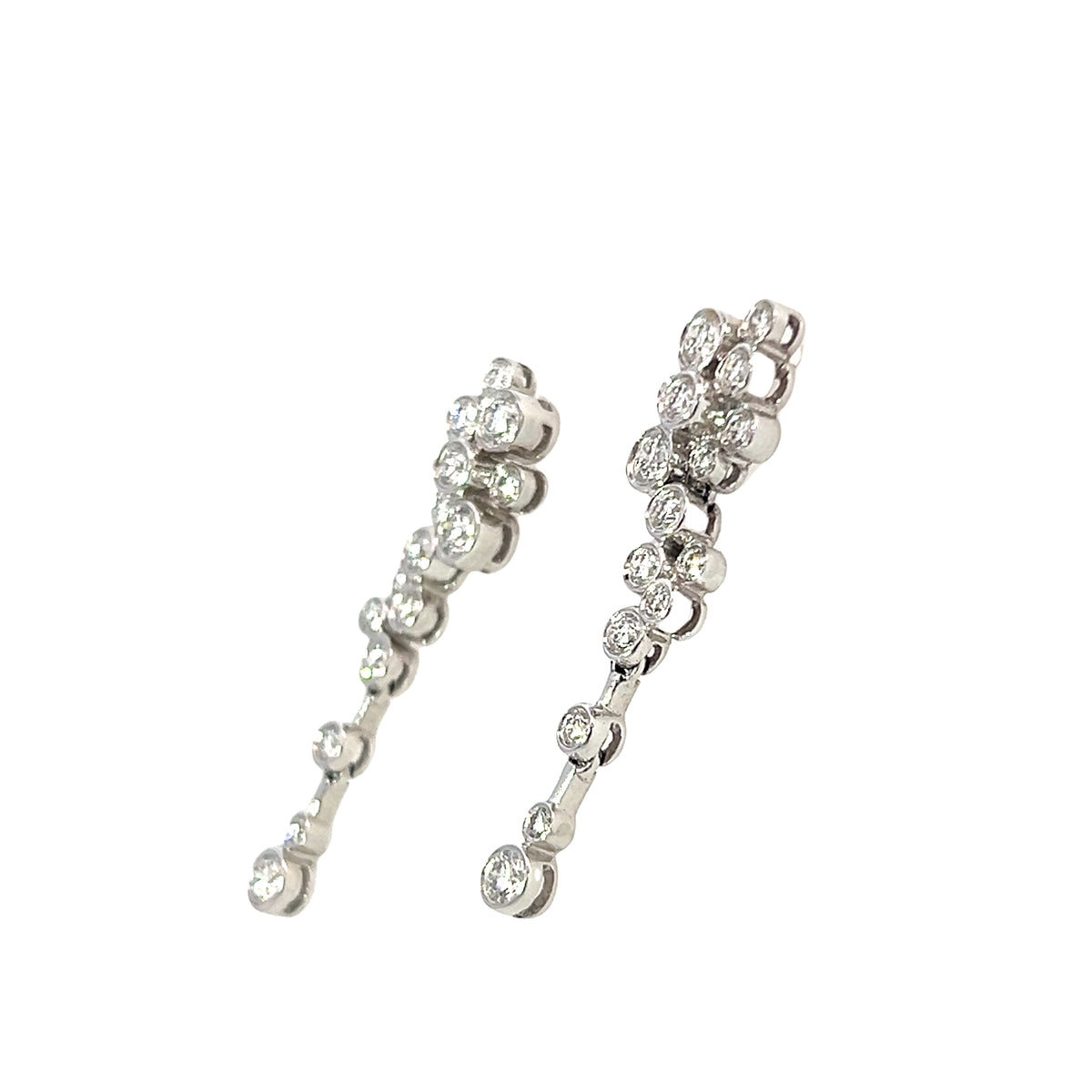 18ct White Gold Bubble Diamond Drop Earrings 0.88ct