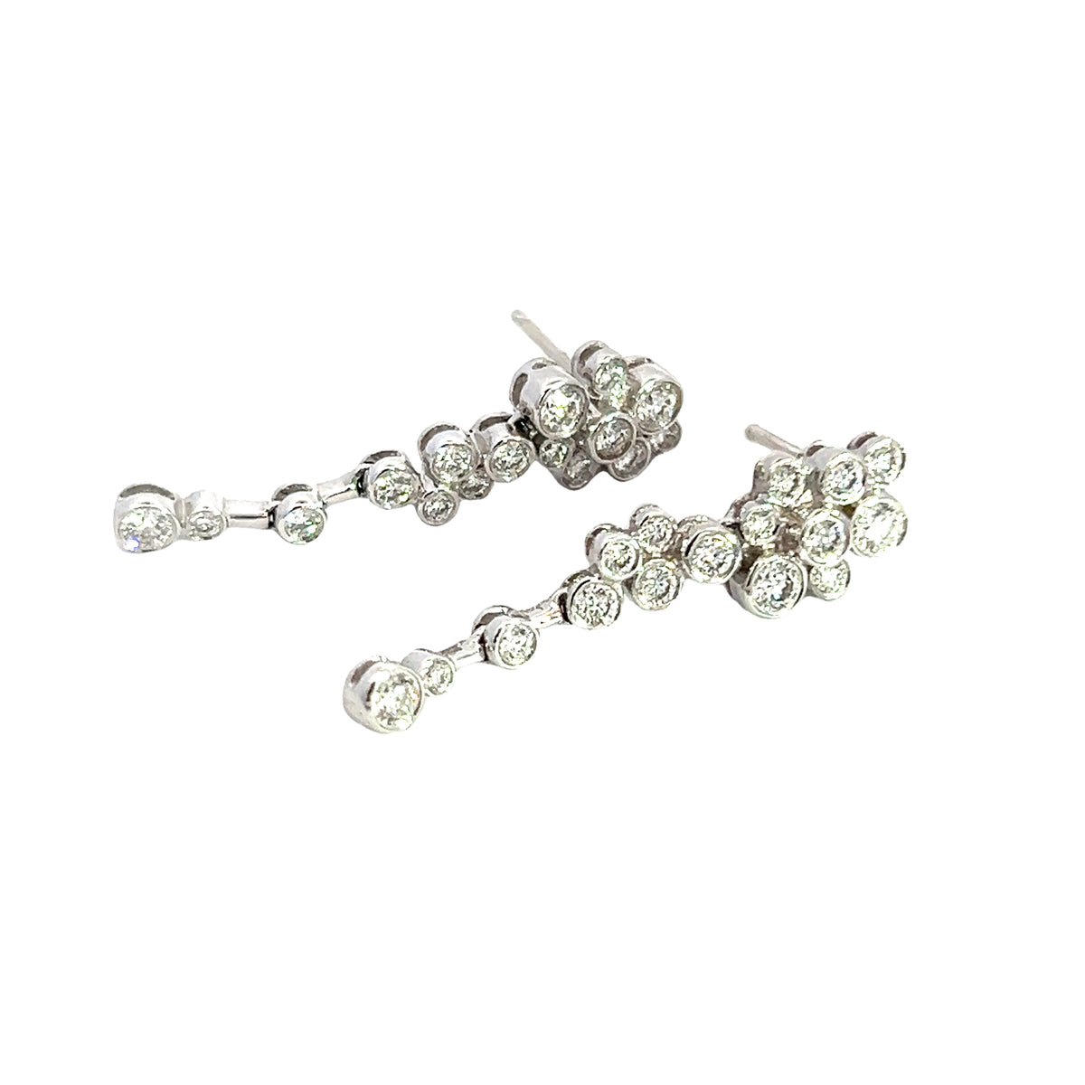 18ct White Gold Bubble Diamond Drop Earrings 0.88ct