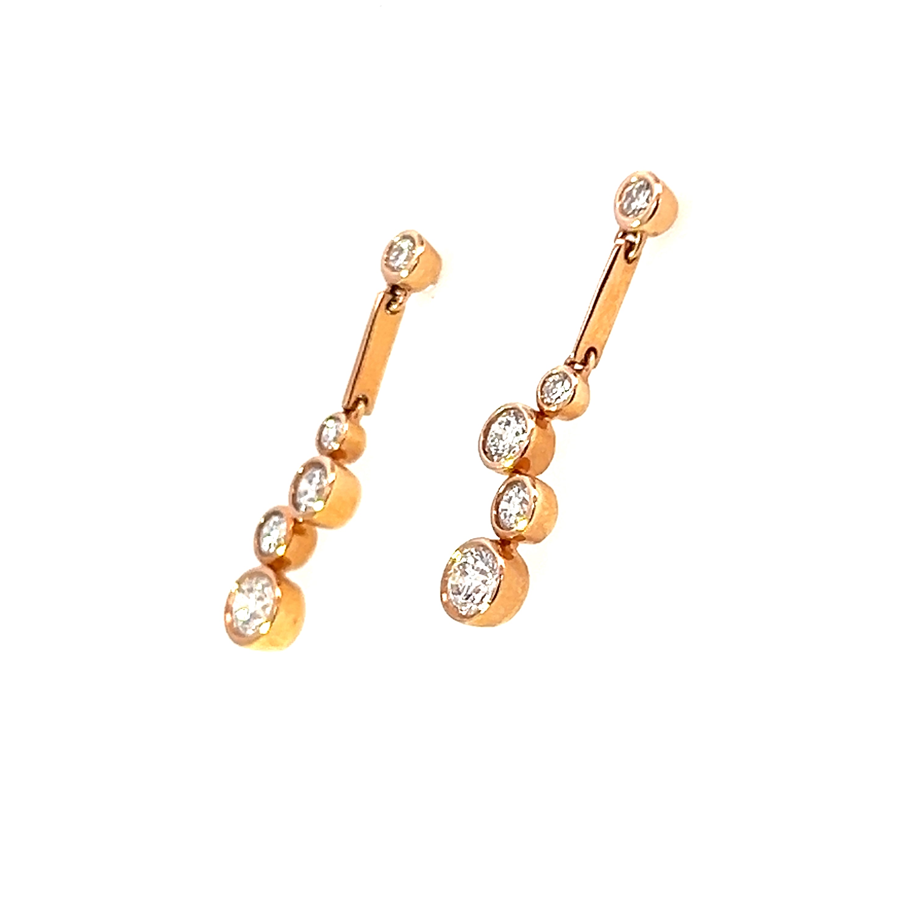 18 Carat Rose Gold and Diamnd Bubble Drop Earrings
