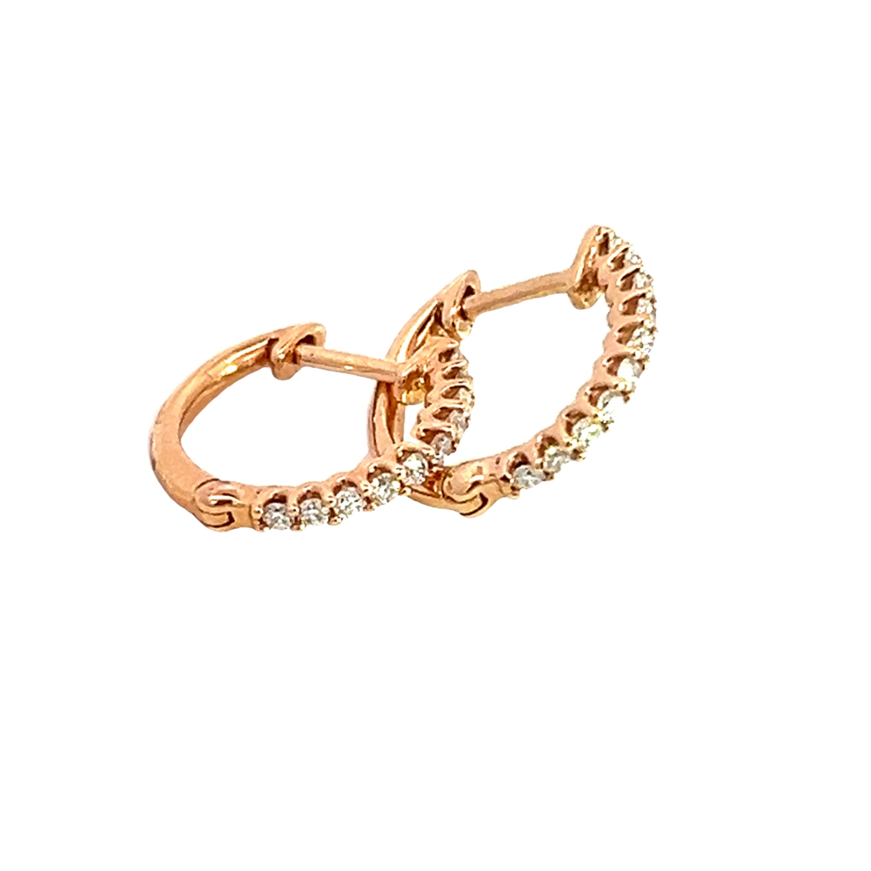 Hinge Diamond Hoops in Rose Gold - 0.15 Cts