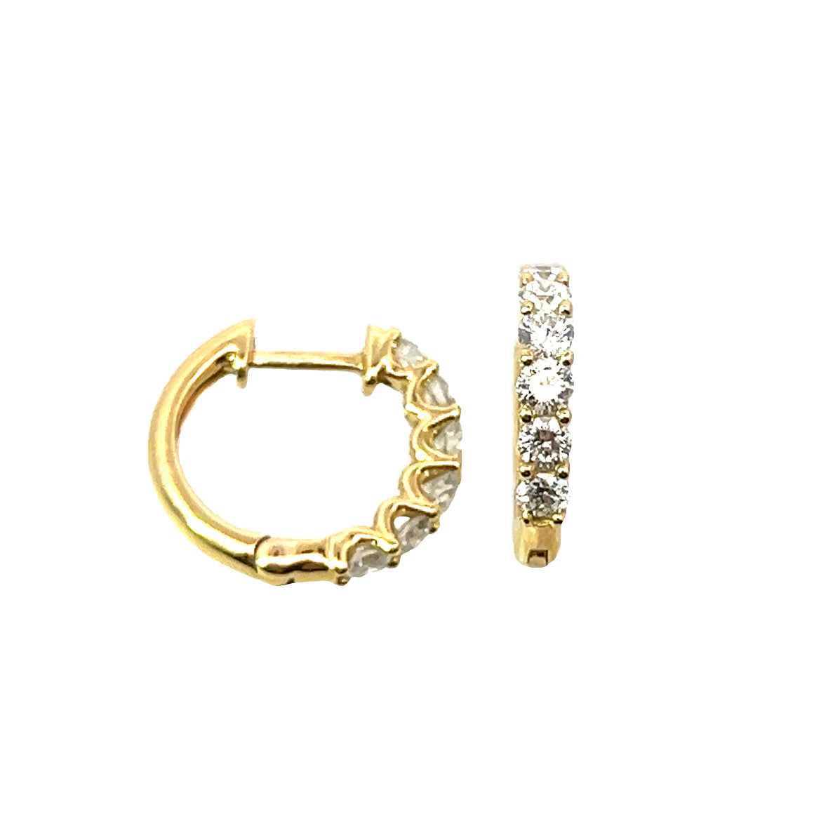 18 Carat Yellow Gold Claw Set Hinge Hoops 0.75 Cts