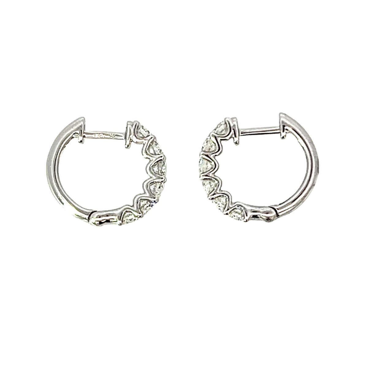 18 Carat White Gold Claw Set Hinge Hoops 1.00 Cts