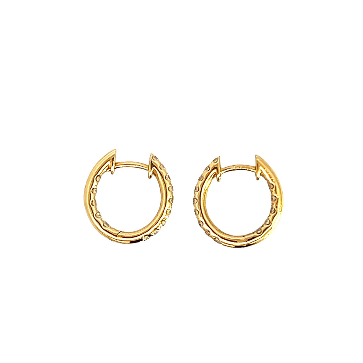 18 Carat Yellow Gold Diamond Hinge Inside Out Hoops 0.64 Cts GV