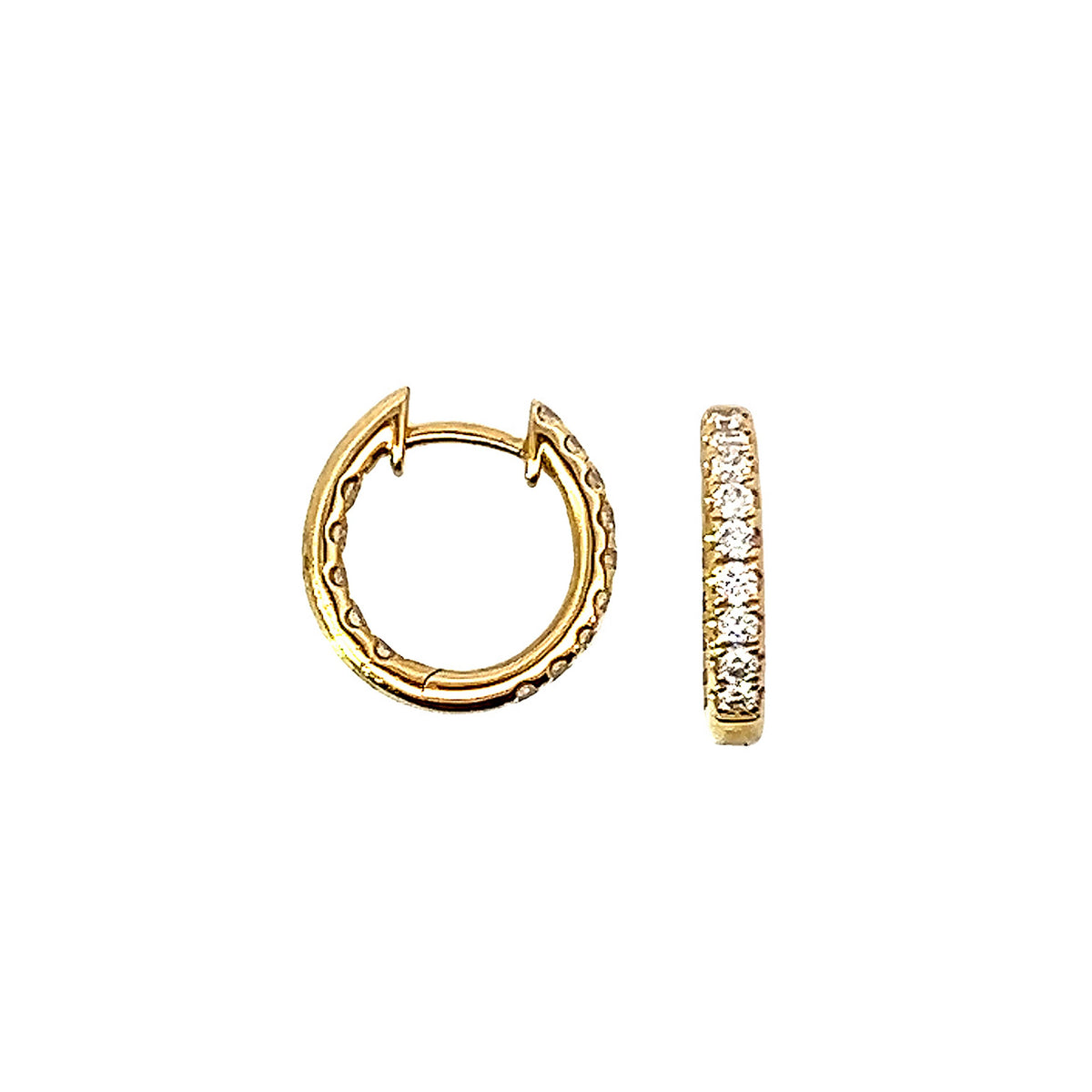 18 Carat Yellow Gold Diamond Hinge Inside Out Hoops 0.64 Cts GV