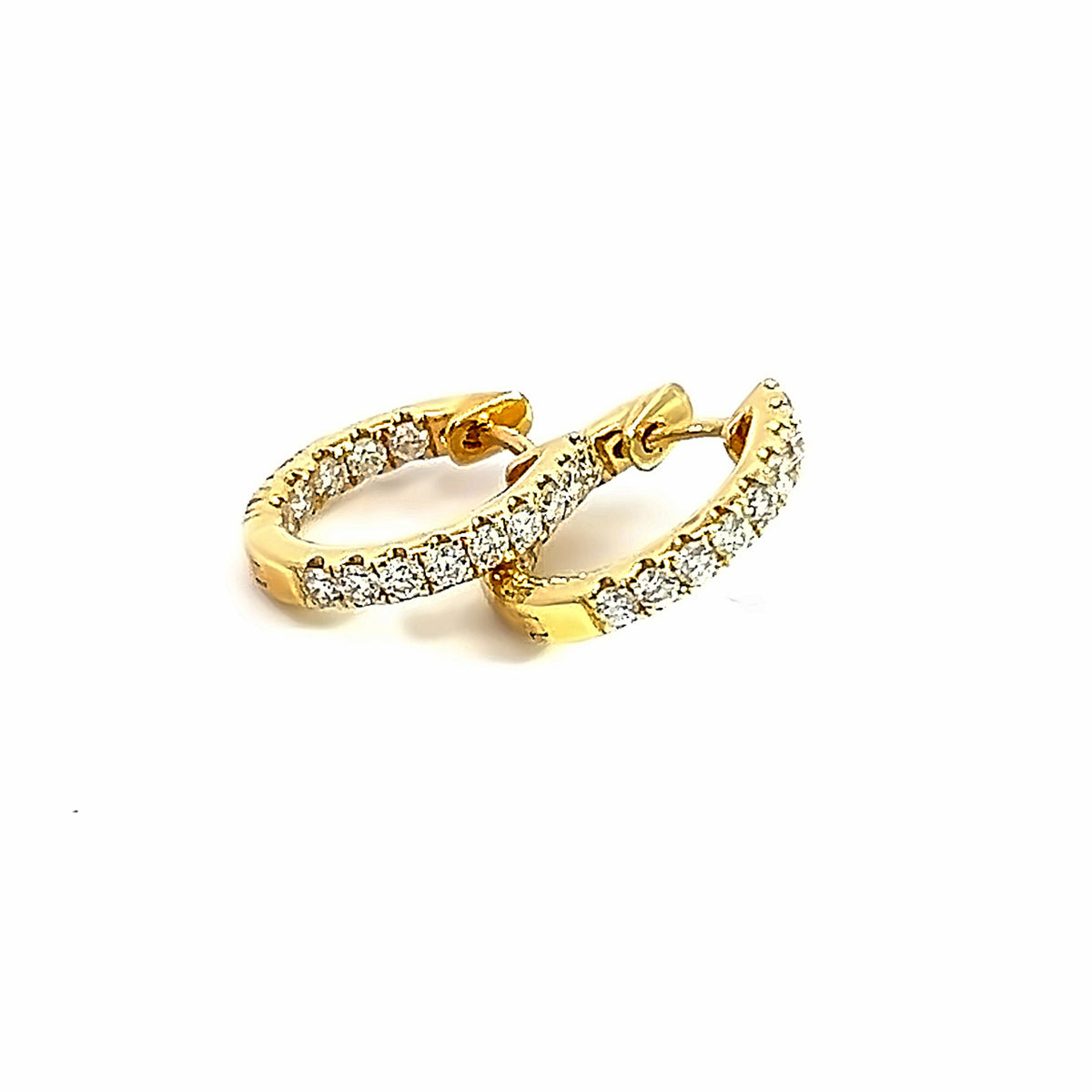 18 Carat Yellow Gold Diamond Hinge Inside Out Hoops 0.64 Cts GV
