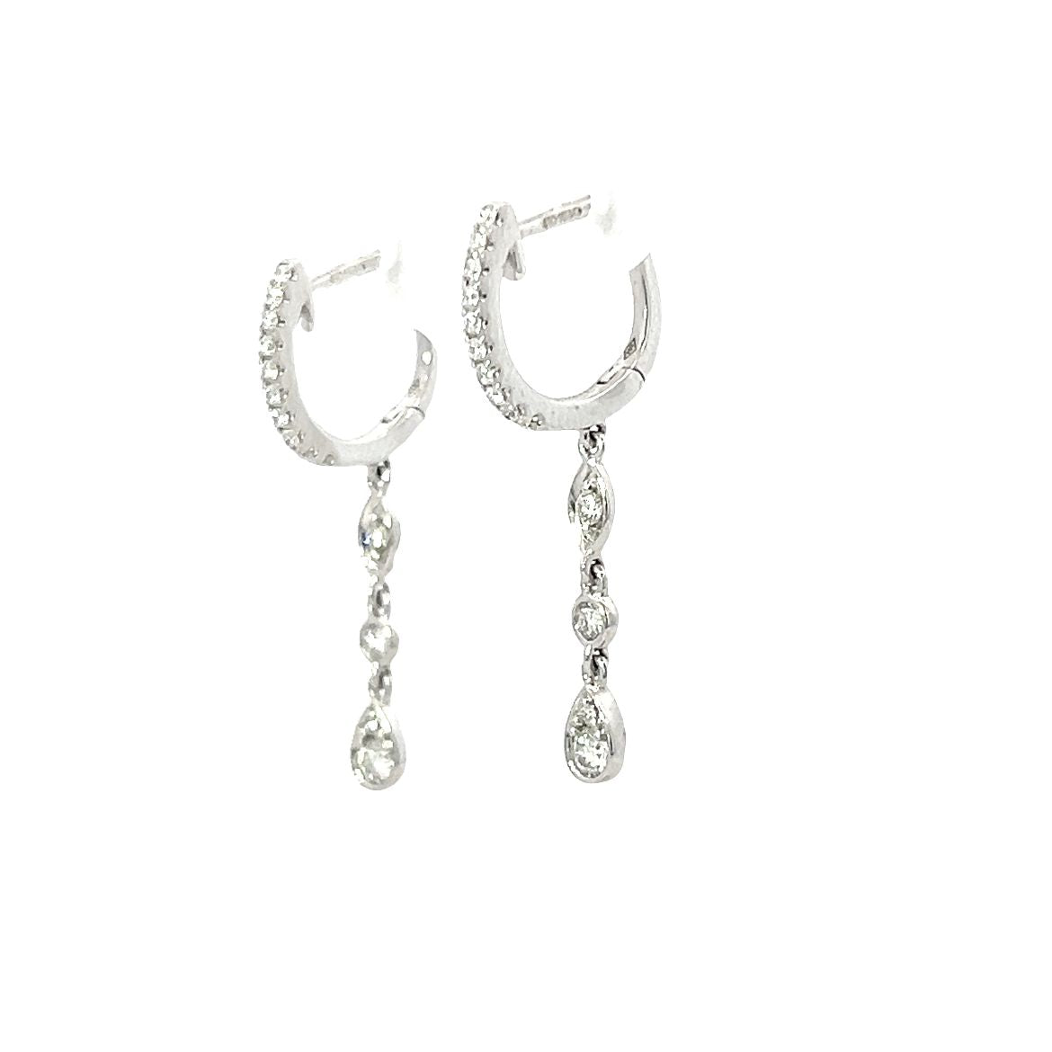 18 Carat White Gold and Diamond Hoops with Triple Drop