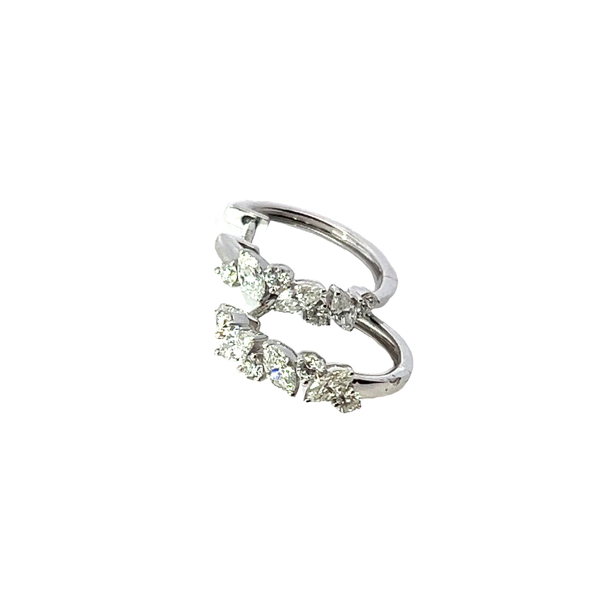 18 Carat White Gold and Diamond Icicle Hoops 0.80 Carats