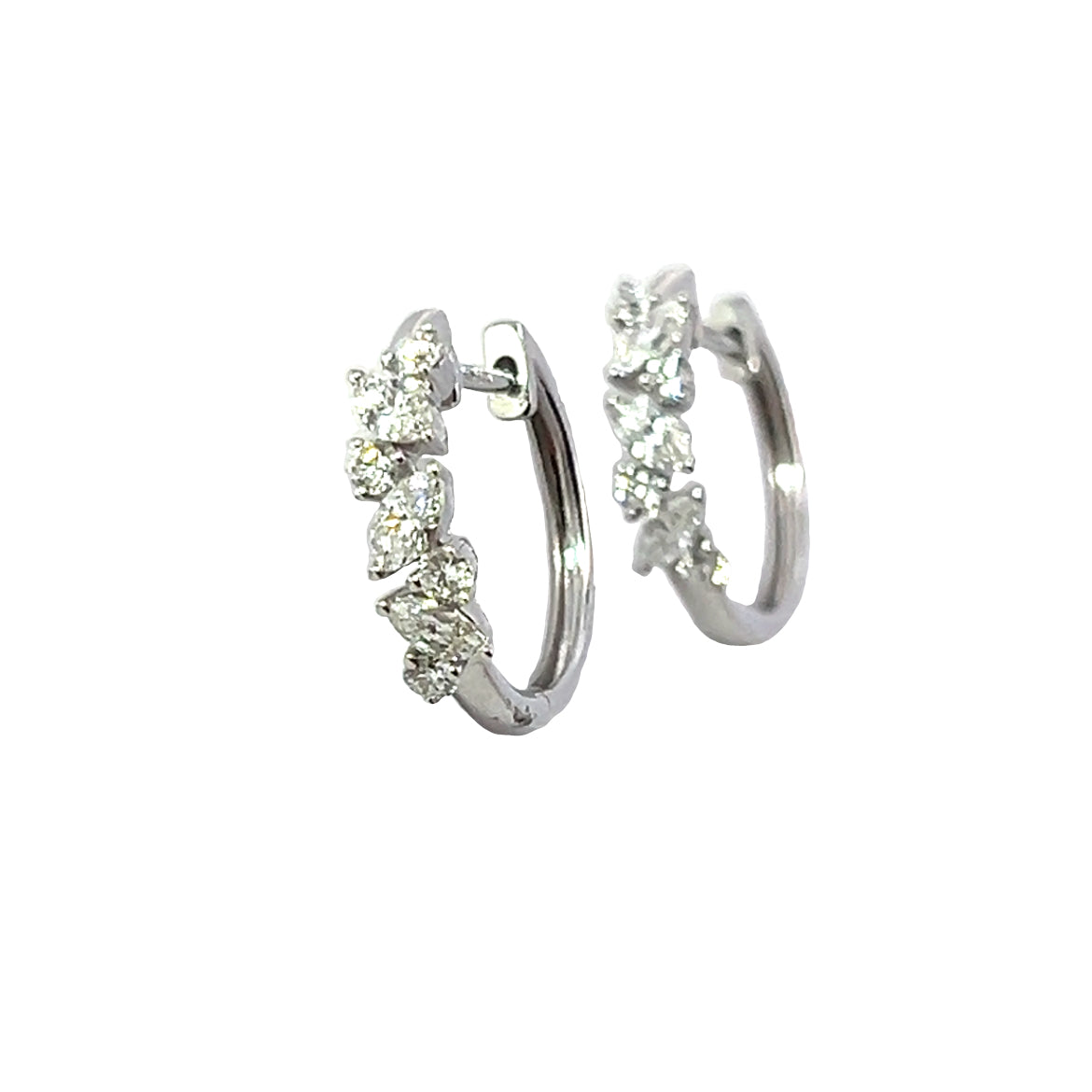 18 Carat White Gold and Diamond Icicle Hoops 0.80 Carats