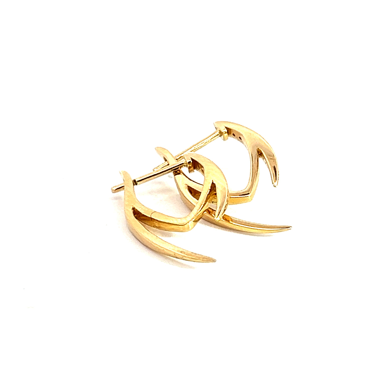 18 Carat Yellow Gold Hinge Thorn Hoops 0.08 Cts
