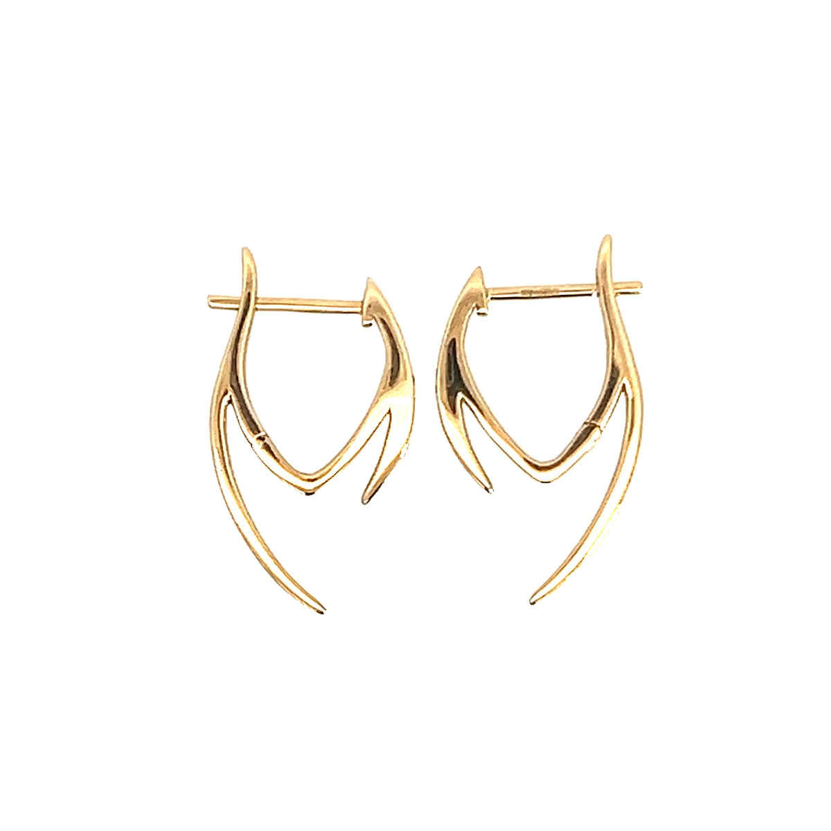 18 Carat Yellow Gold Hinge Thorn Hoops 0.08 Cts