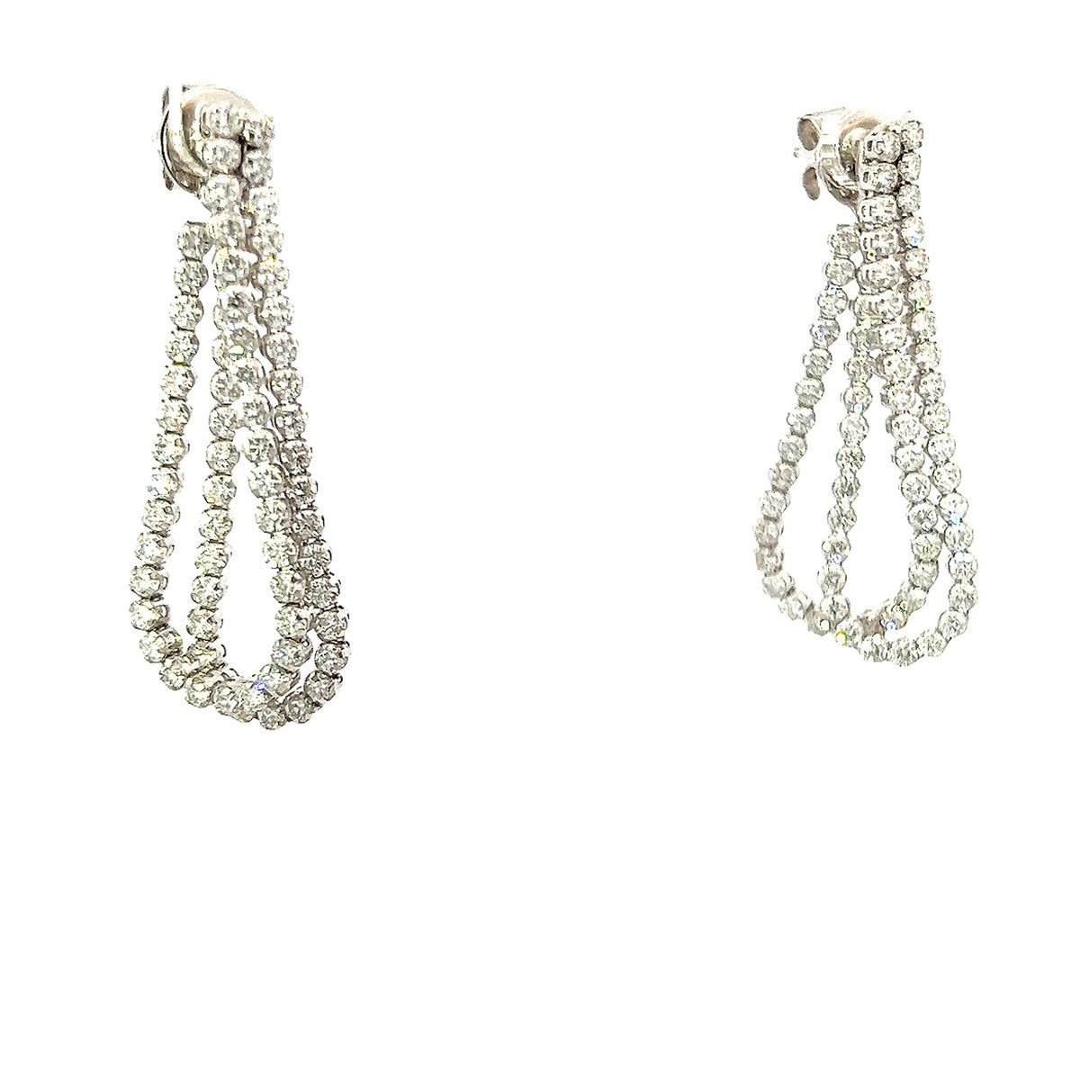 18 Carat White Gold and Diamond Chain Drop Earrings