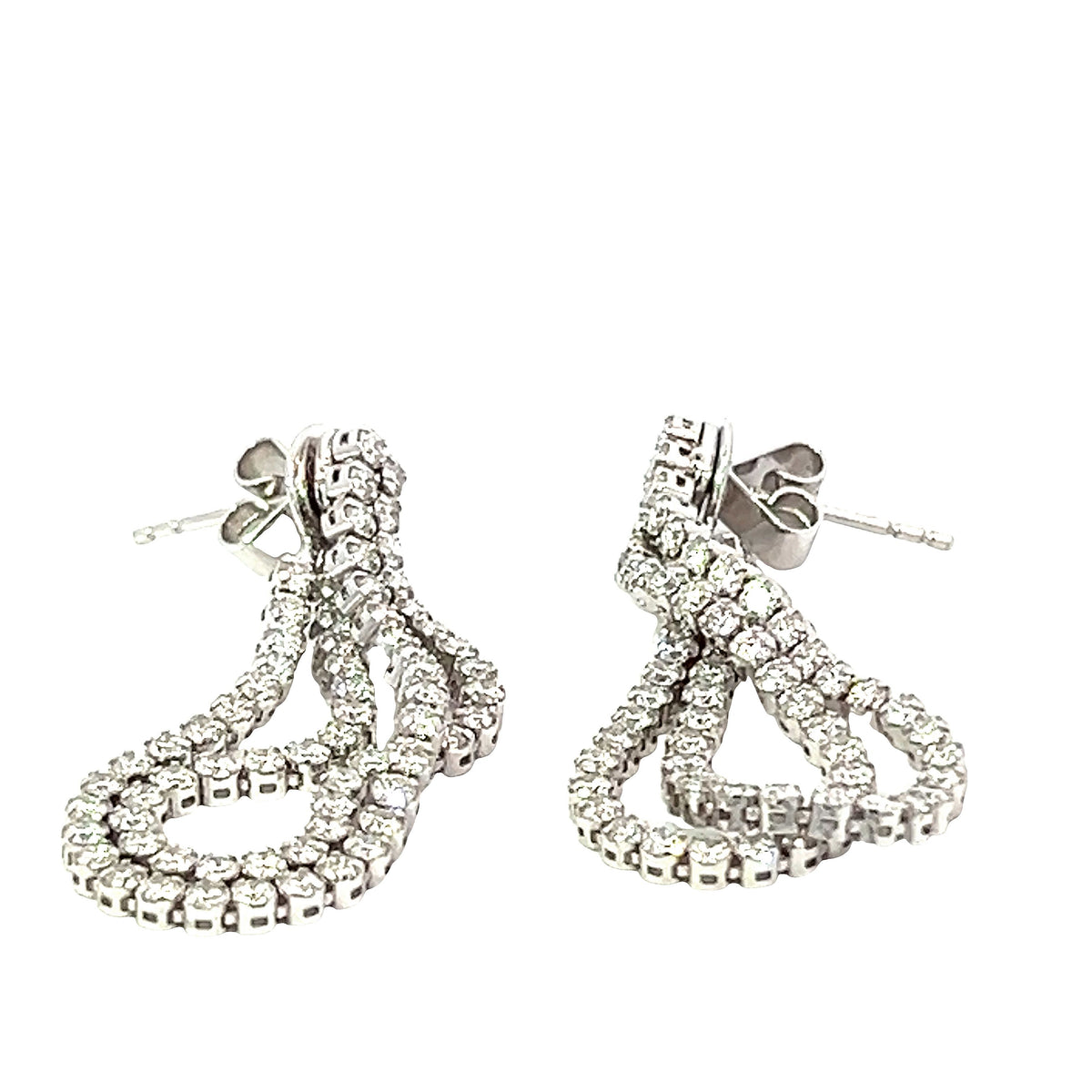18 Carat White Gold and Diamond Chain Drop Earrings