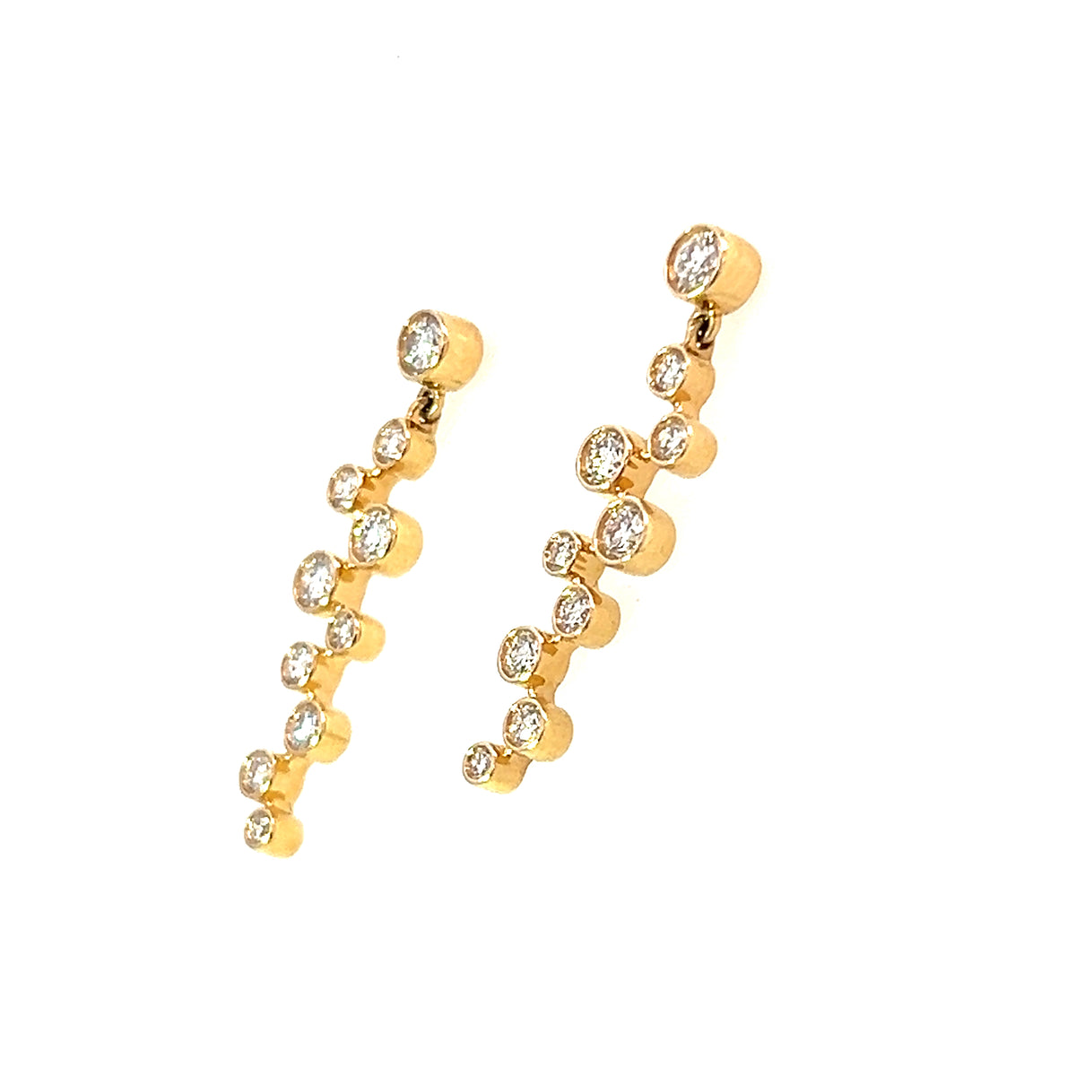 18 Carat Yellow Gold Bubble Drop Earrings - 0.94 Carats