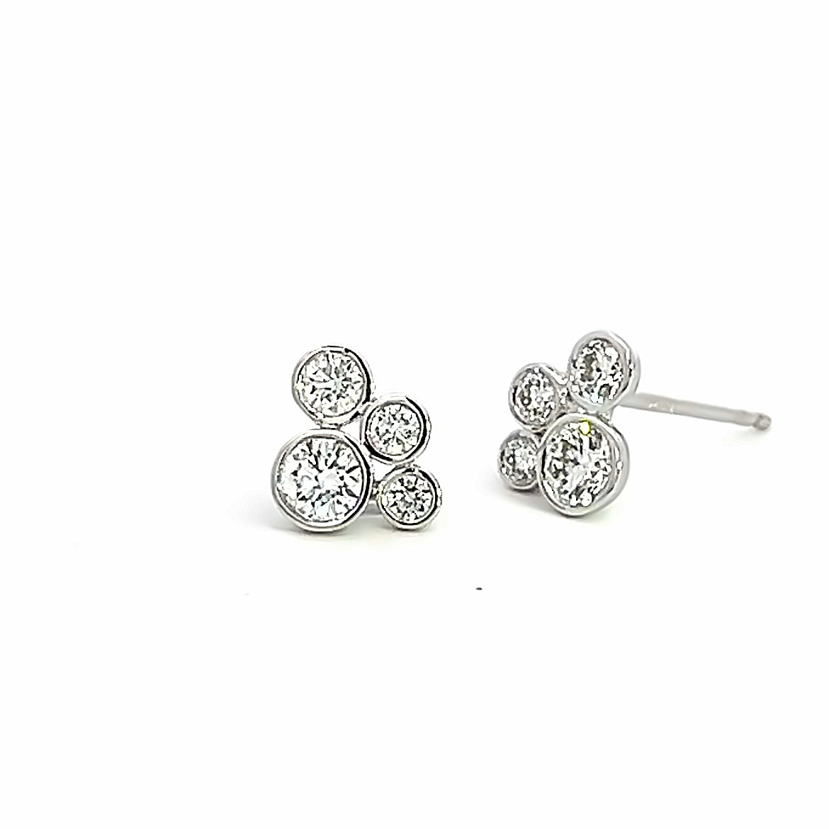 18 Carat White Gold and Diamond 4 Stone Diamond Bubbles Studs -
