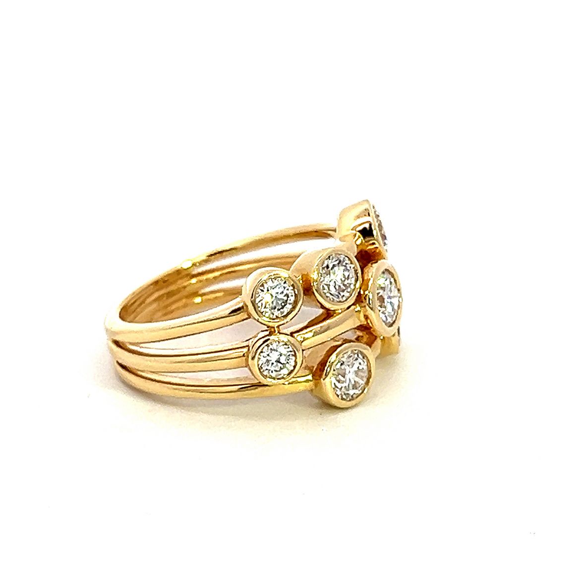 18 Carat Yellow Gold and Diamond 1.51 Carat Bubbles Ring