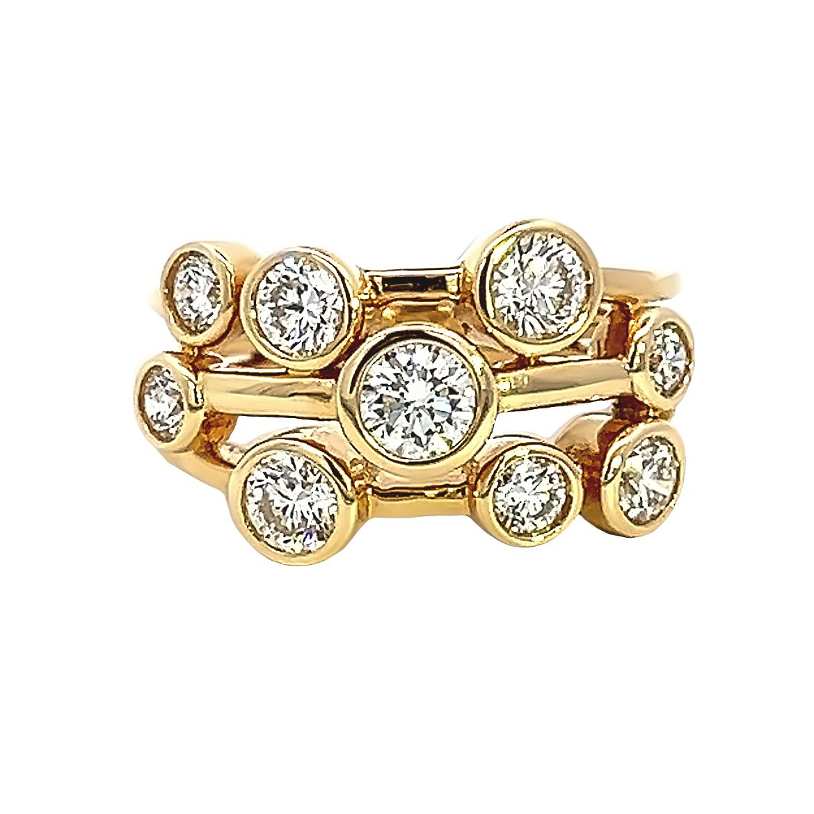 18 Carat Yellow Gold and Diamond 1.51 Carat Bubbles Ring