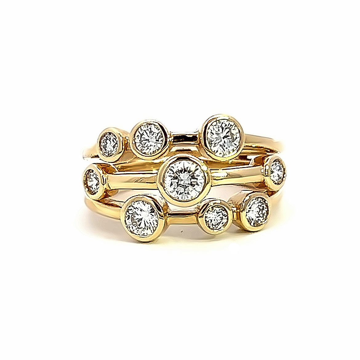 18 Carat Yellow Gold and Diamond 1.01 Carat Bubbles Ring