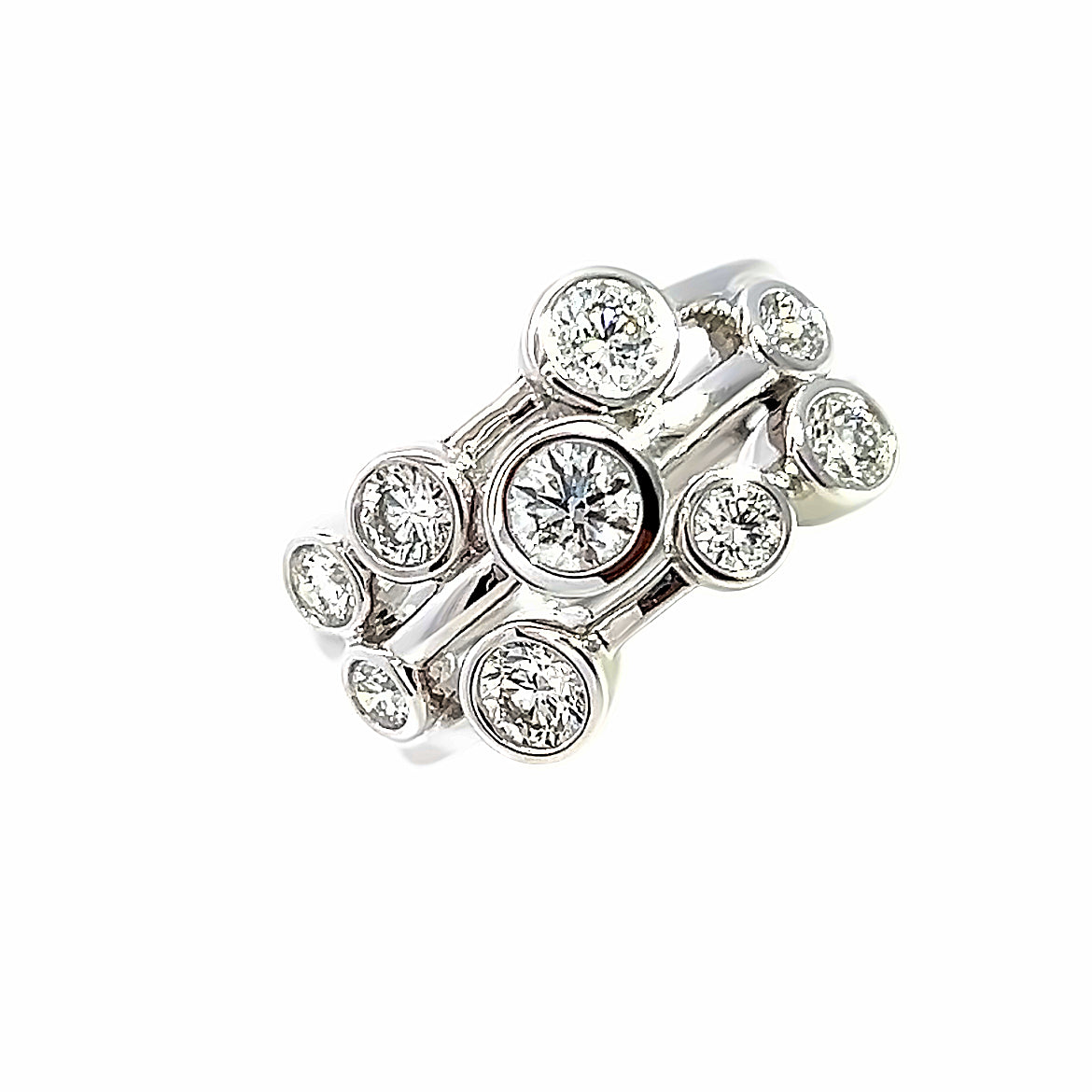 Platinum and Diamond 1.50 Carat Bubbles Ring