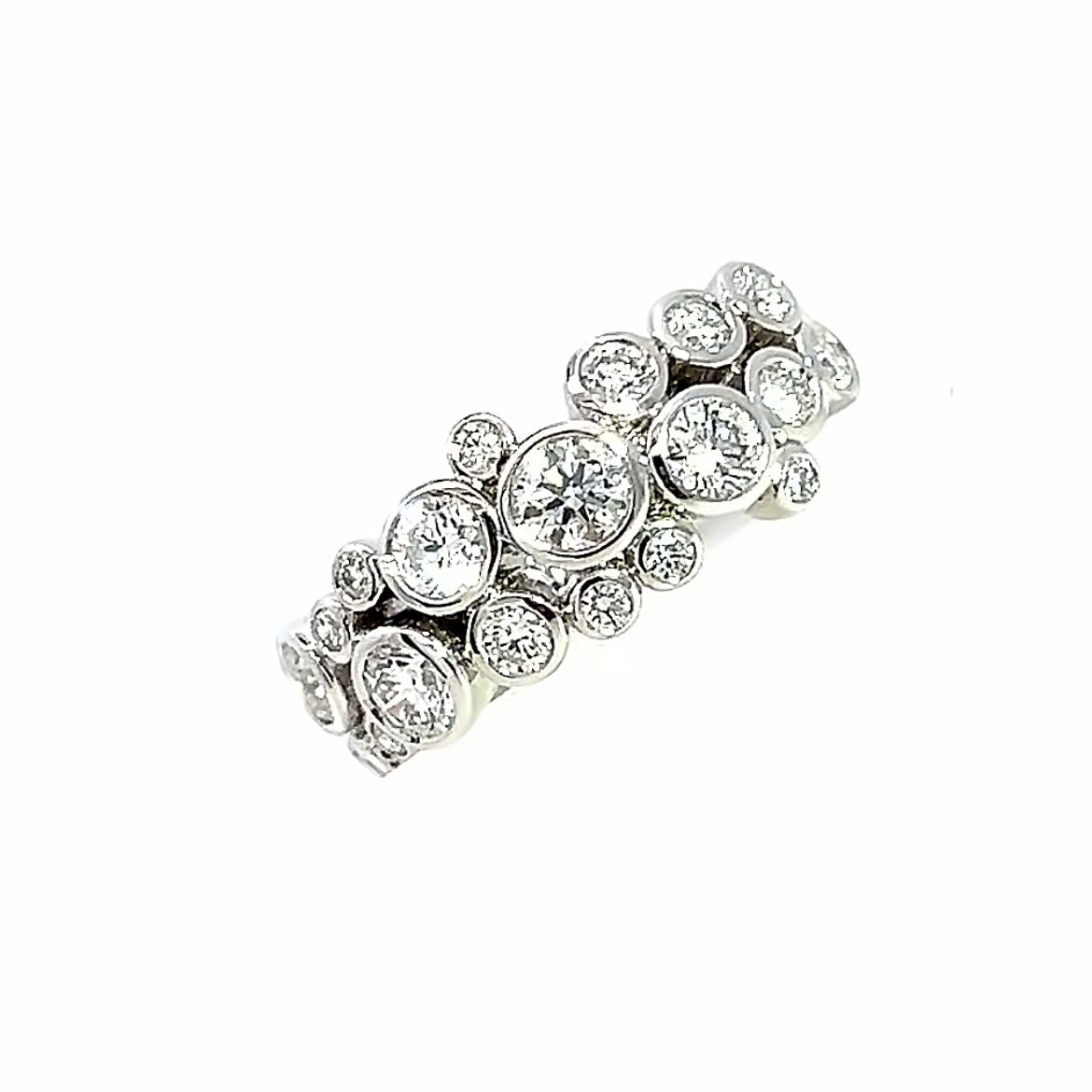 Platinum and Diamond 1.45 Carat Bubbles Scatter Ring