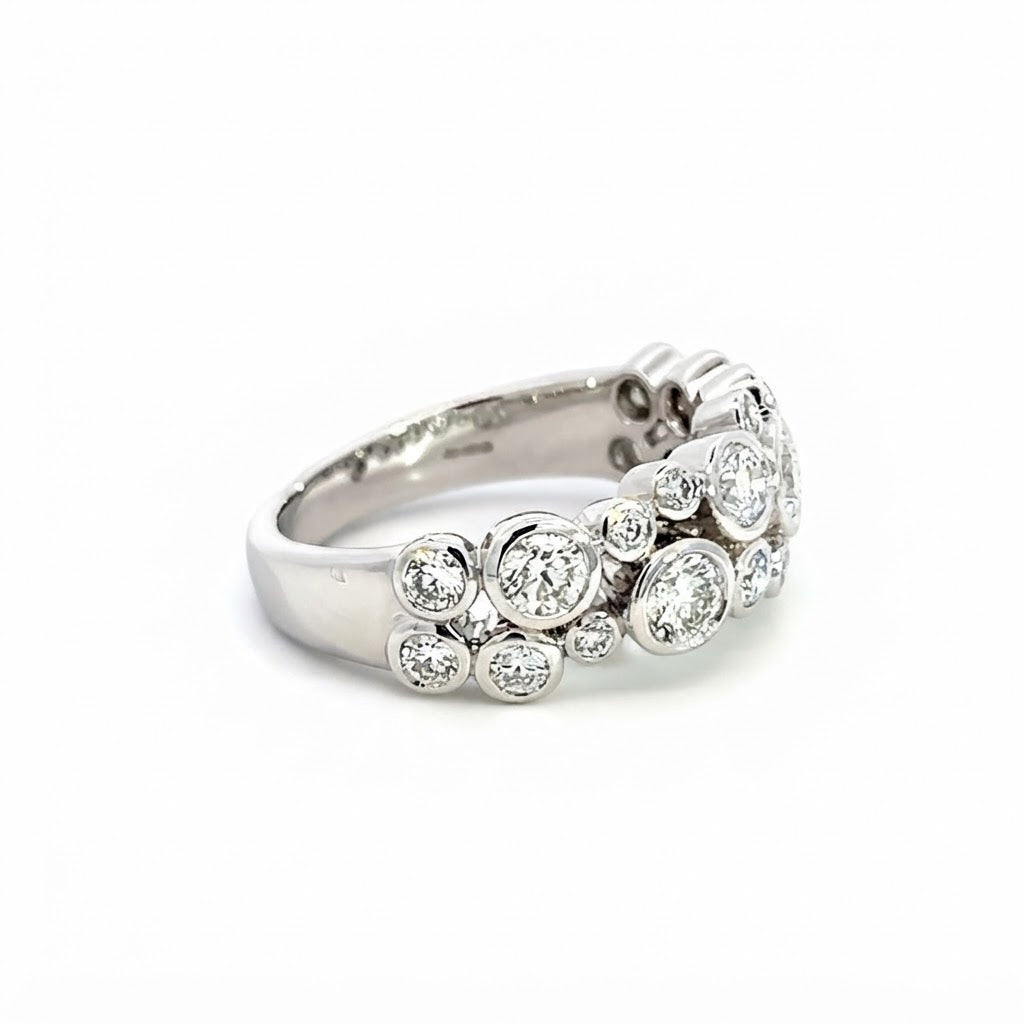 Platinum and Diamond 1.45 Carat Bubbles Scatter Ring