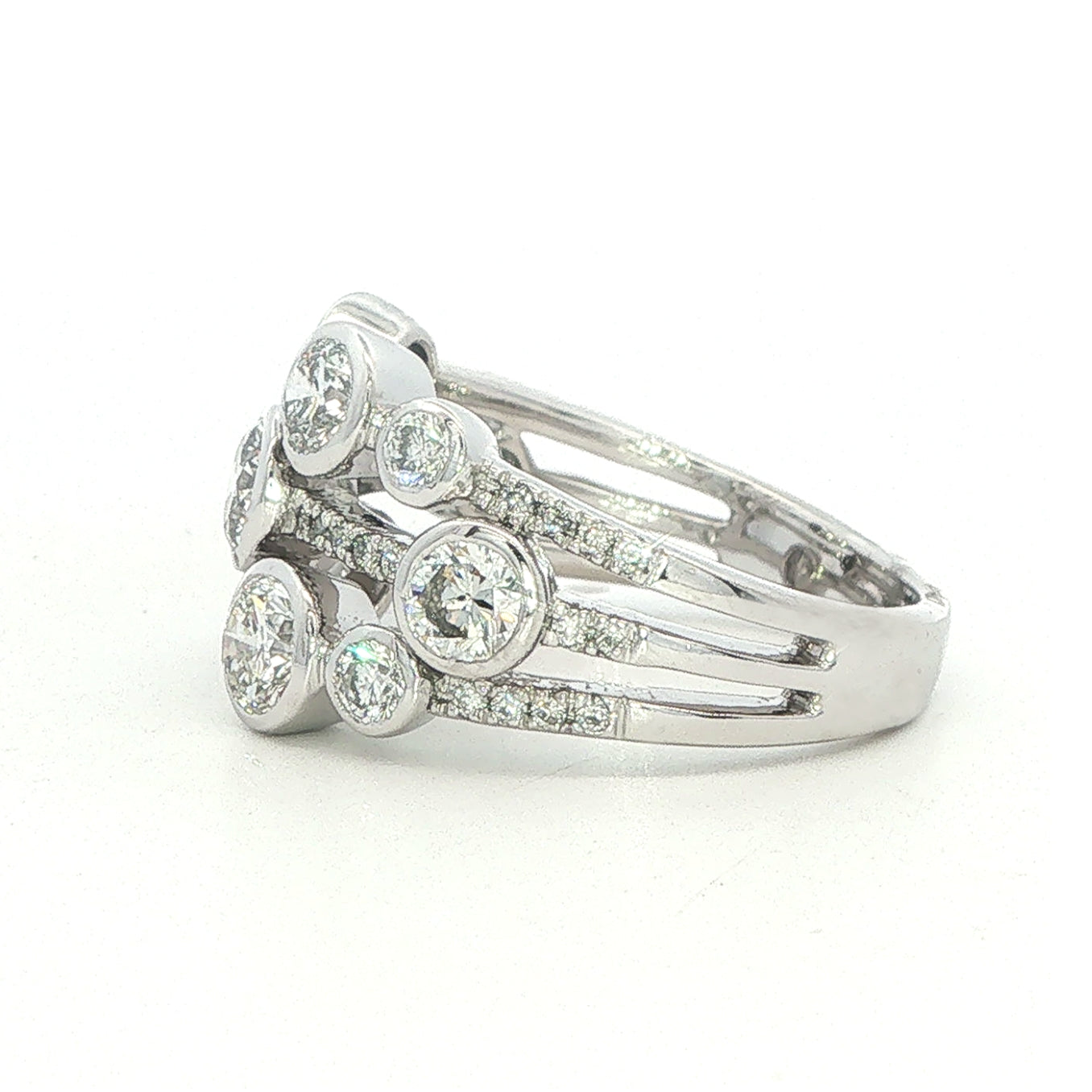 Platinum and Diamond 3 Row 'Bubbles' Ring - 1.90 Carats