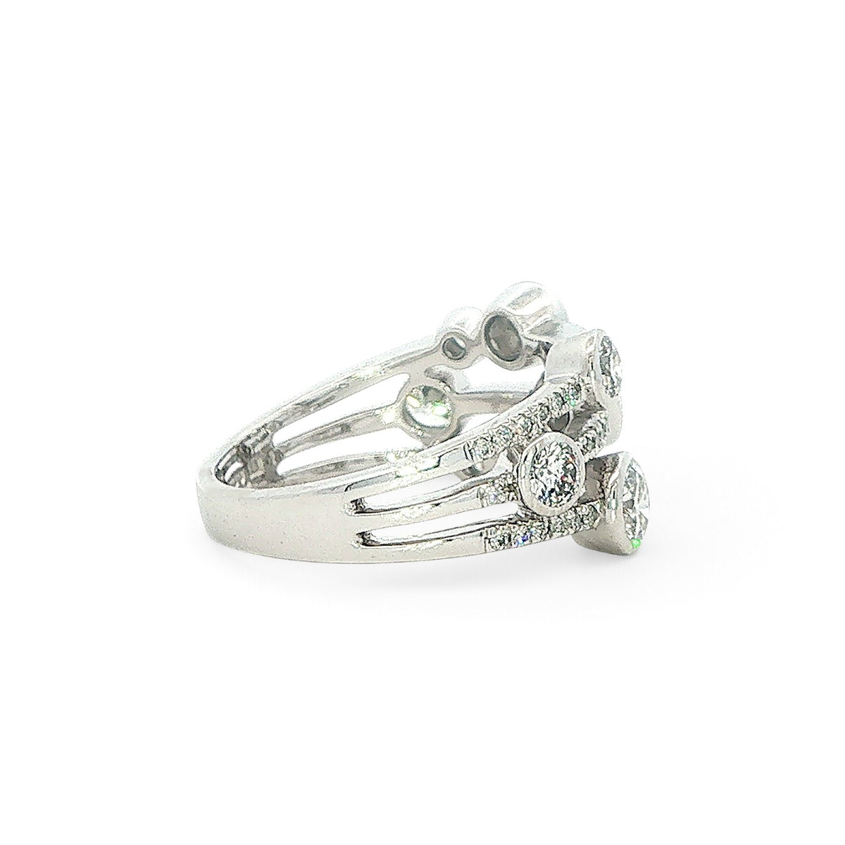 Platinum and Diamond 3 Row 'Bubbles' Ring - 1.90 Carats