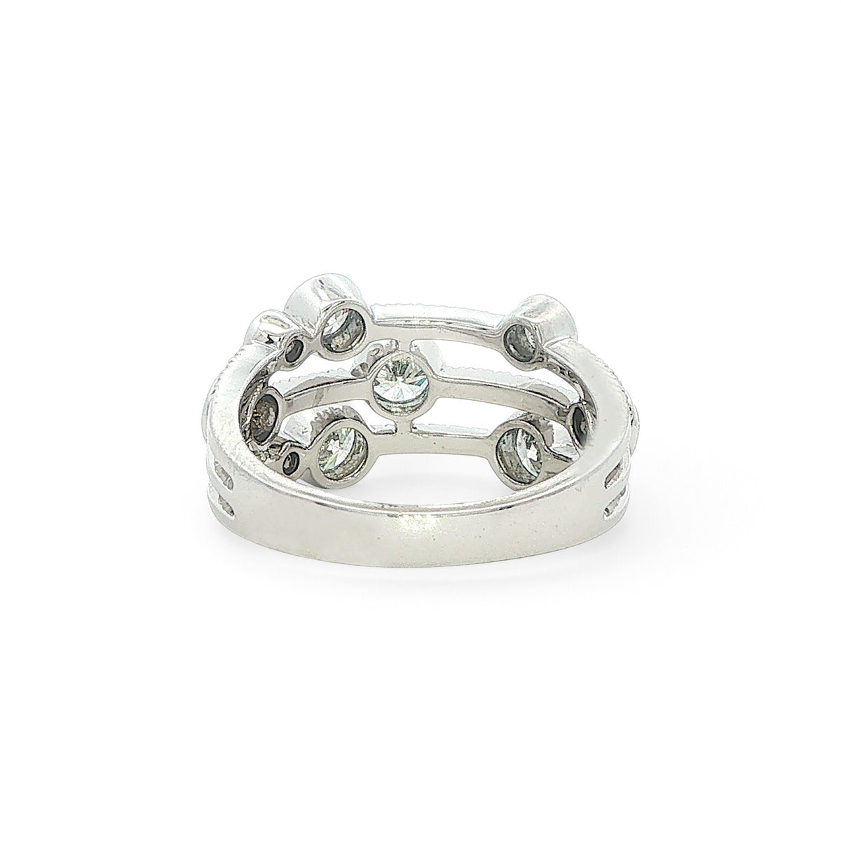 Platinum and Diamond 3 Row 'Bubbles' Ring - 1.90 Carats