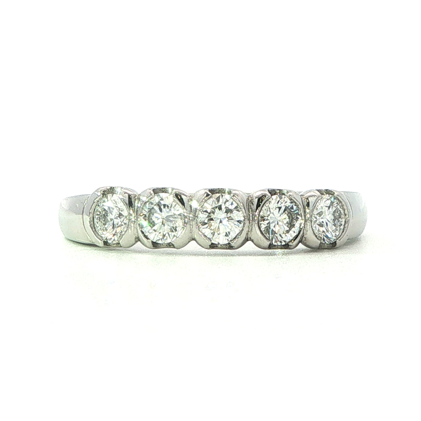A Platinum and Diamond 5 Stone Ring - 0.51 Carats