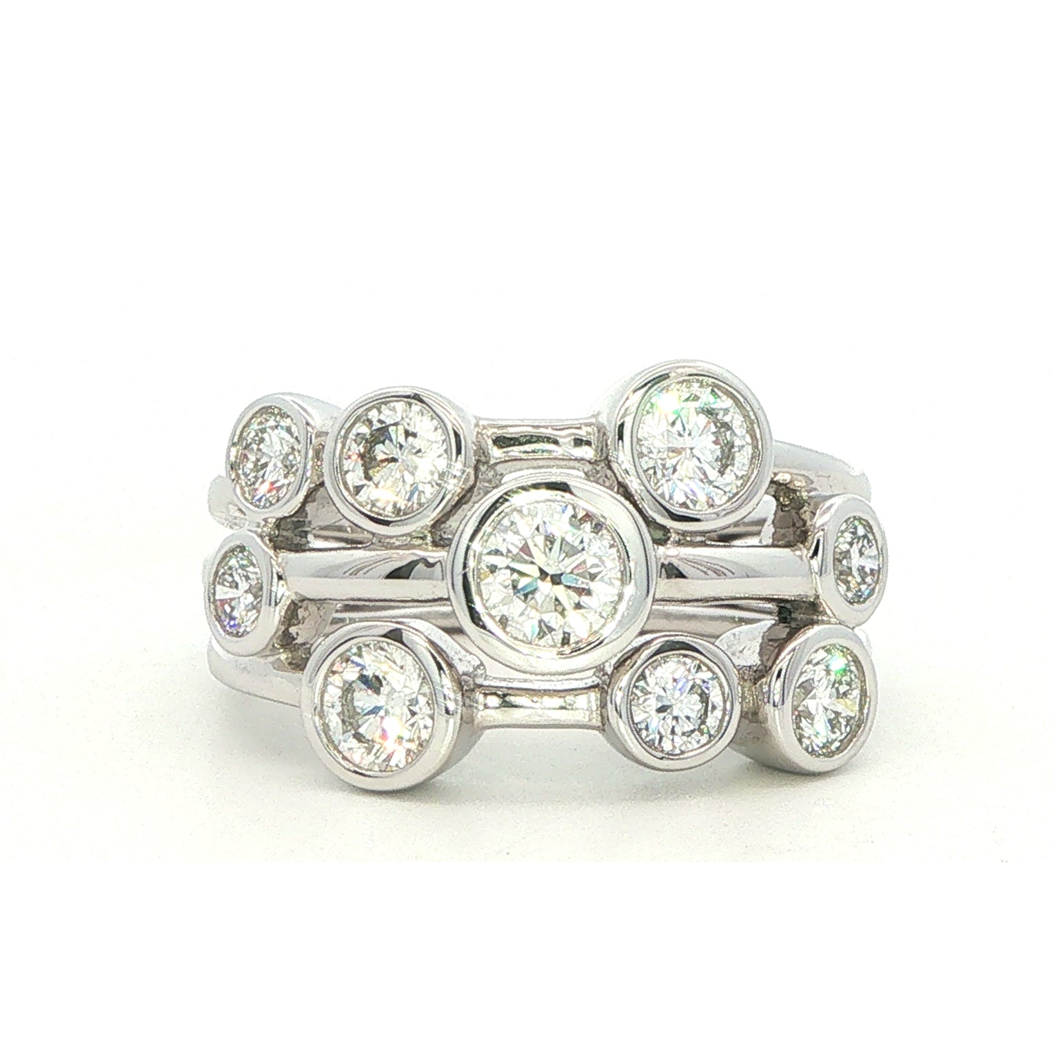 Platinum and Diamond 1.50 Carat Bubbles Ring